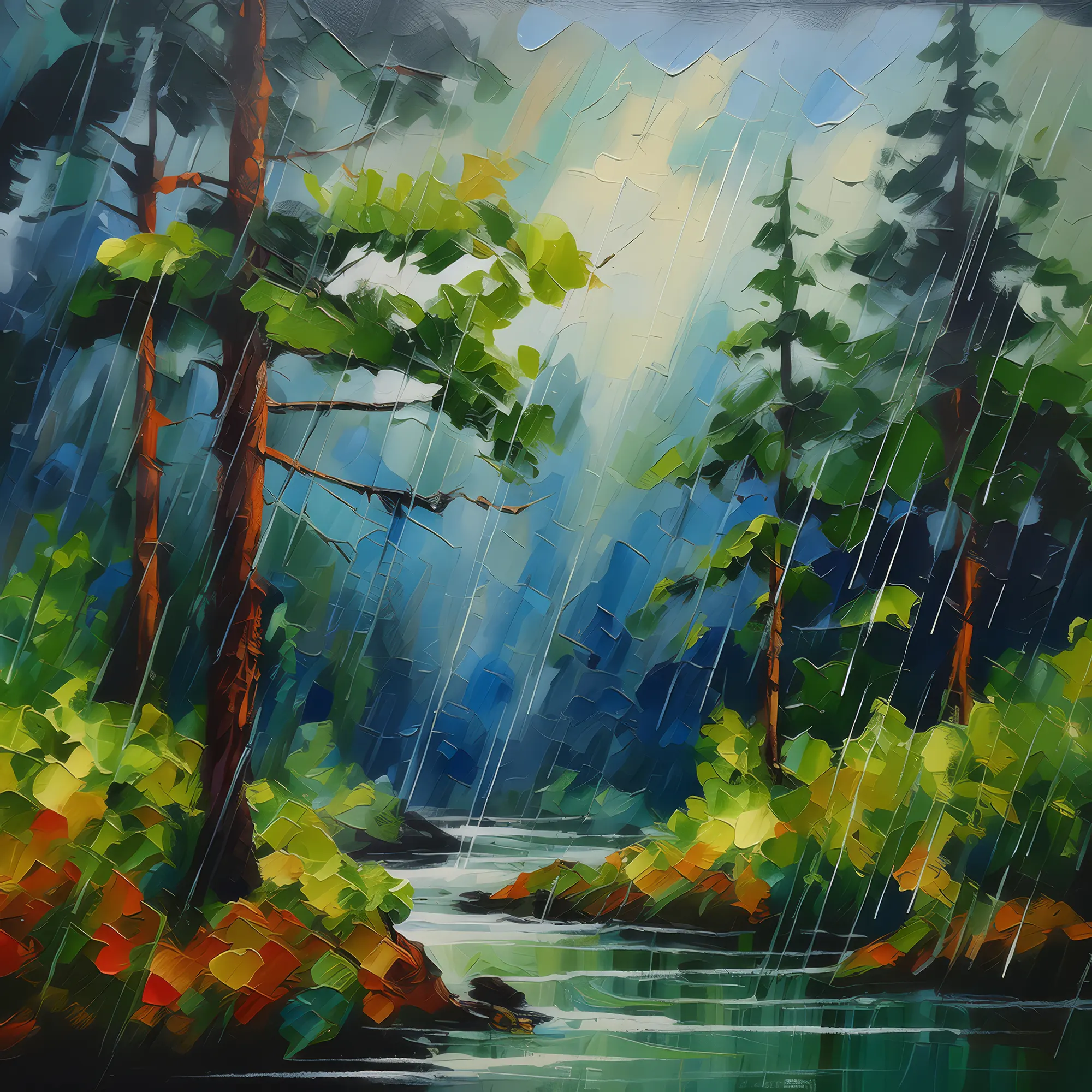 Painting: Forest Rainy Day