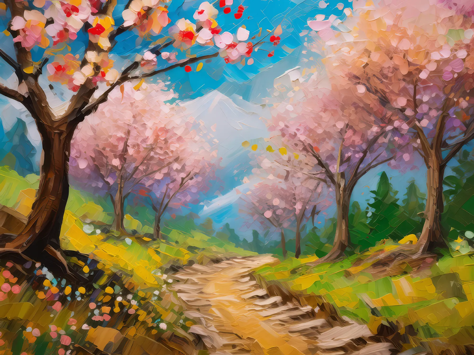 Painting: Forest Spring Blossoms