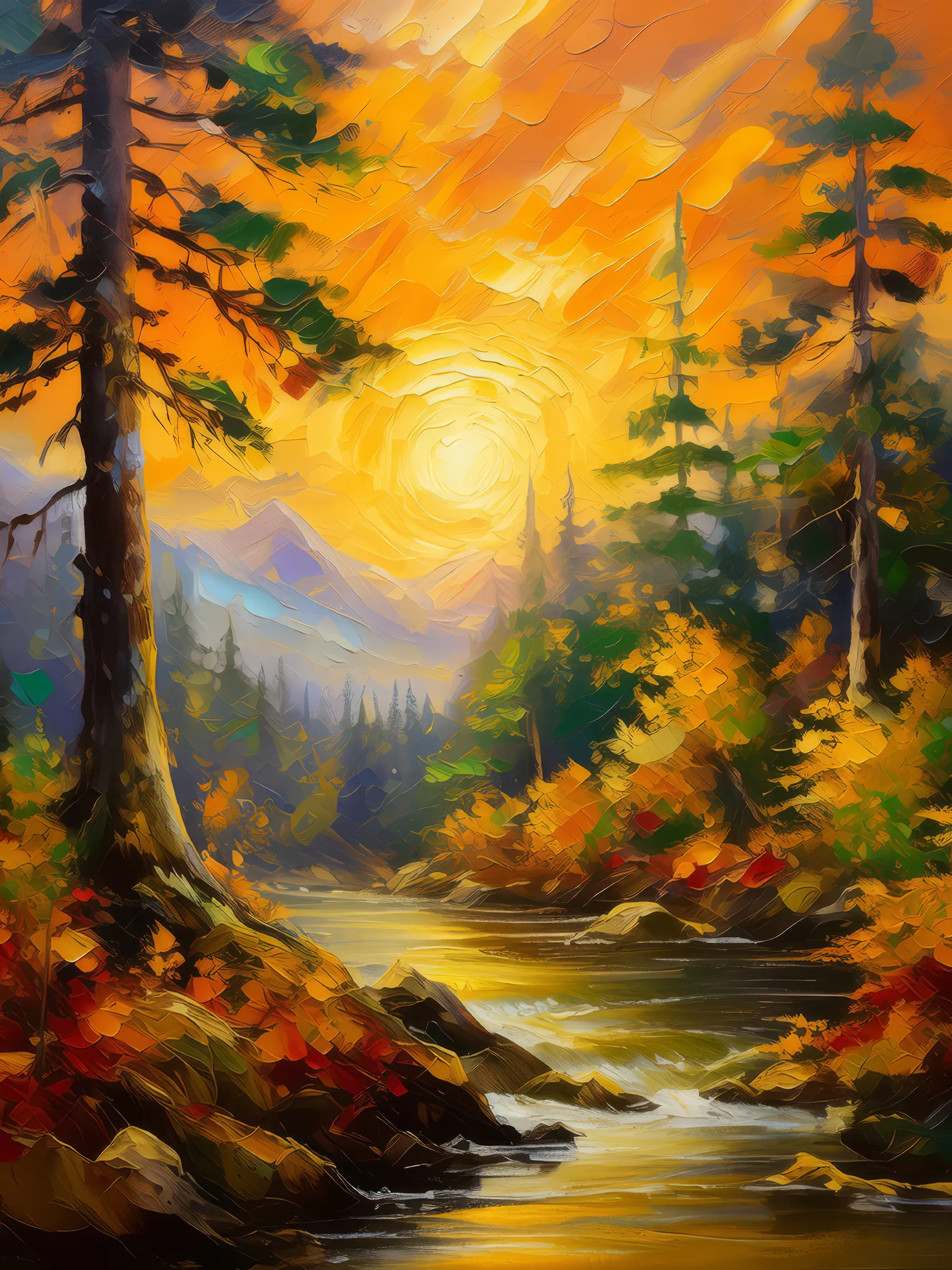 Painting: Forest Sunset Radiance