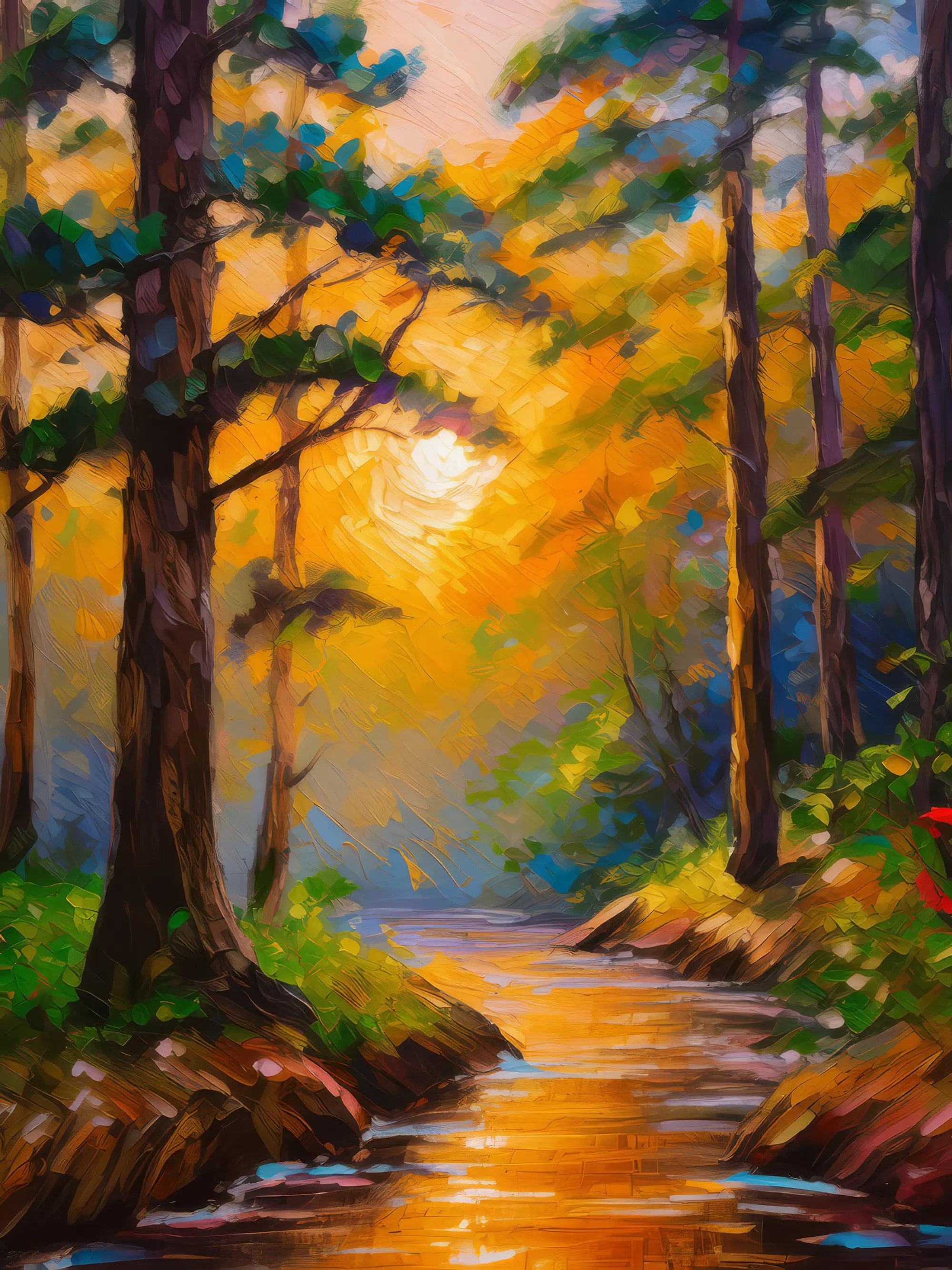 Painting: Forest Sunset Walk