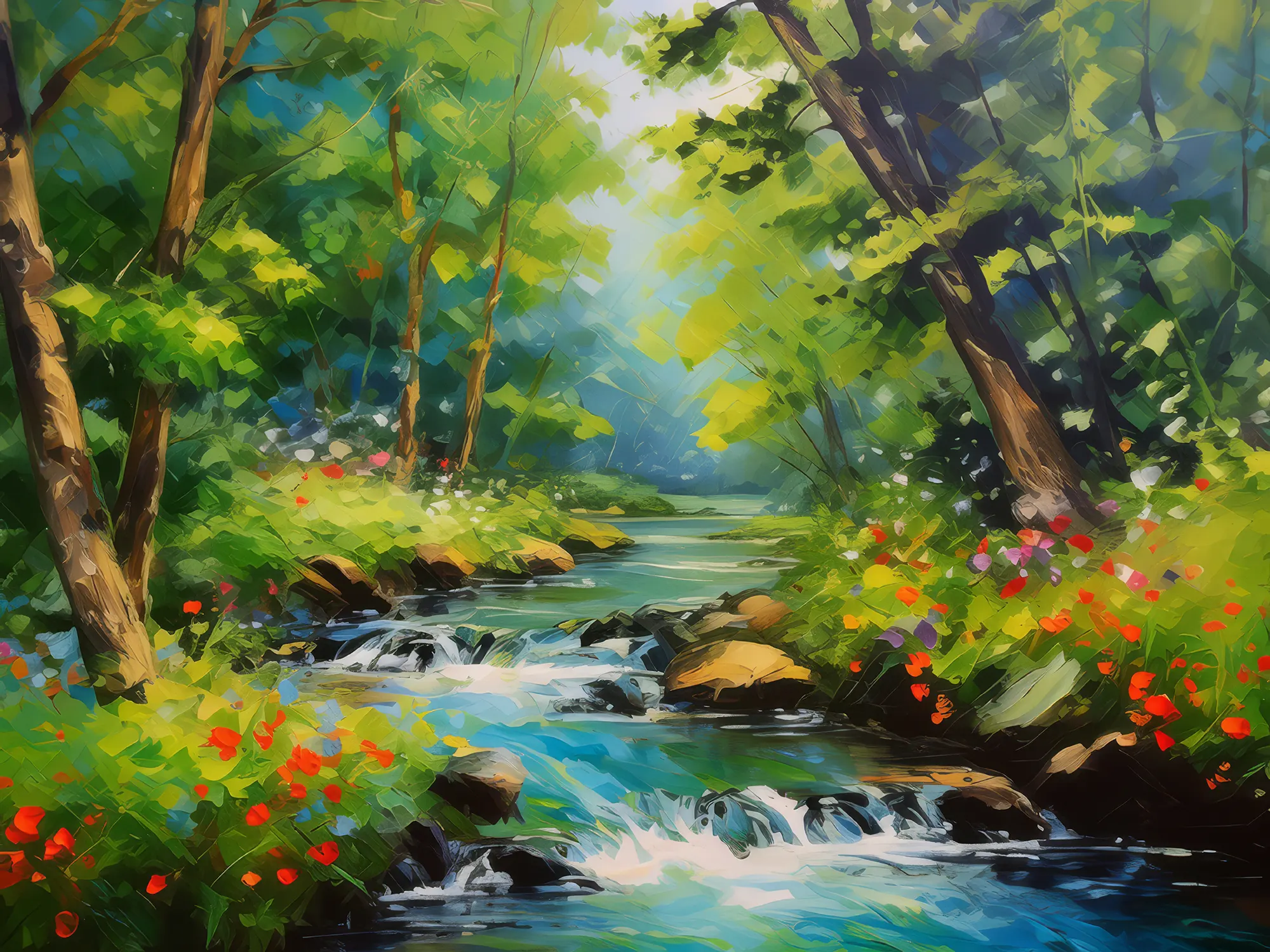 Painting: Forest Tranquil Stream