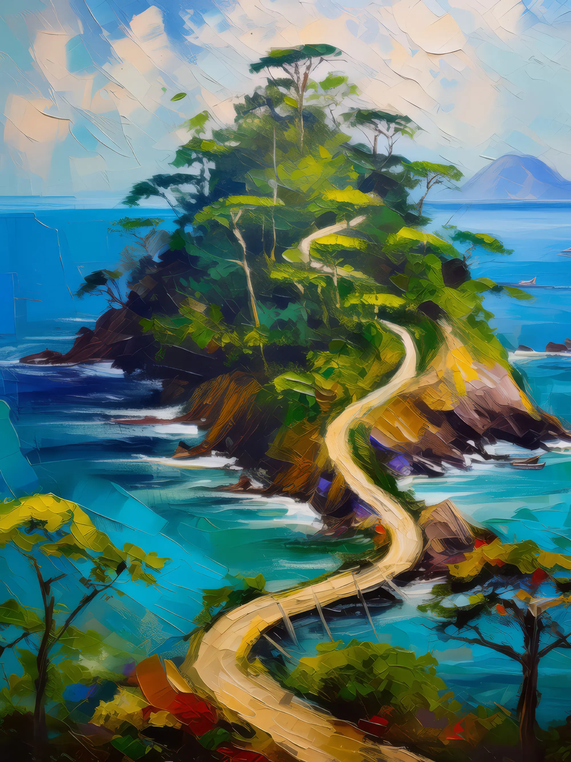 Painting: Forest Wilderness Island