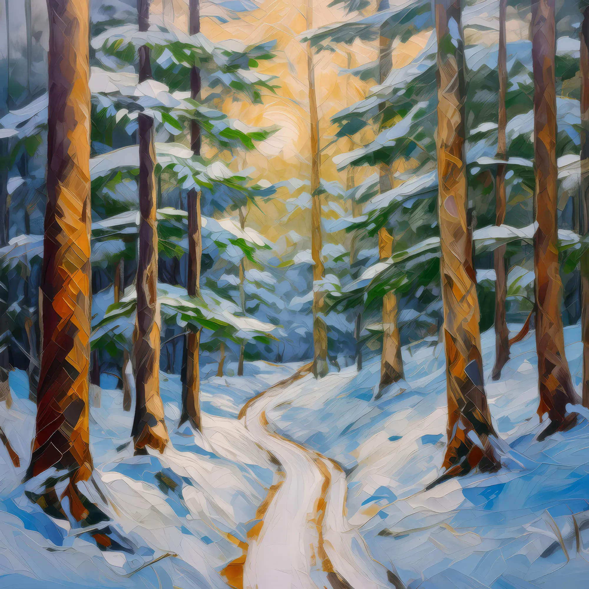 Painting: Forest Winter Path