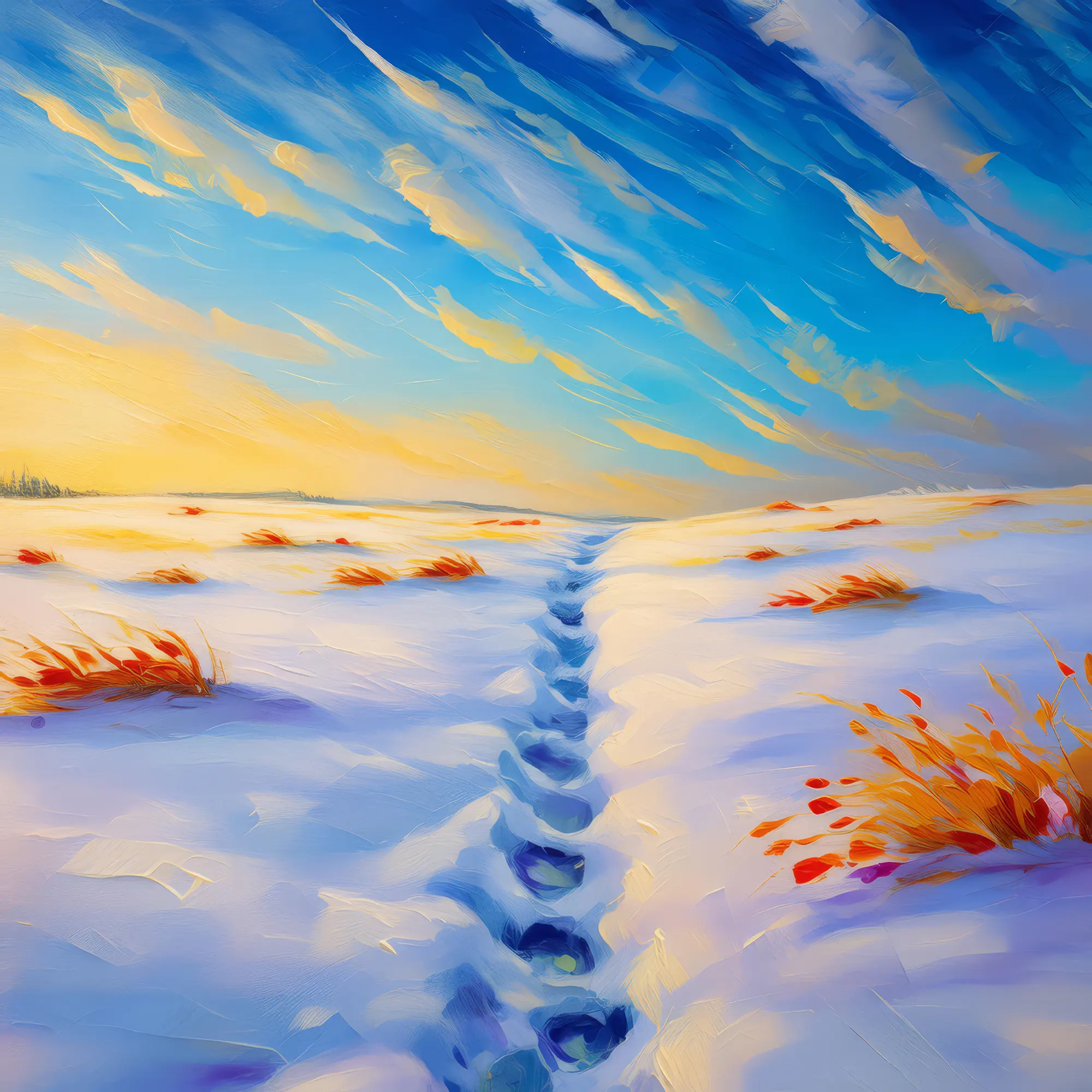 Painting: Fox Tracks in Snow