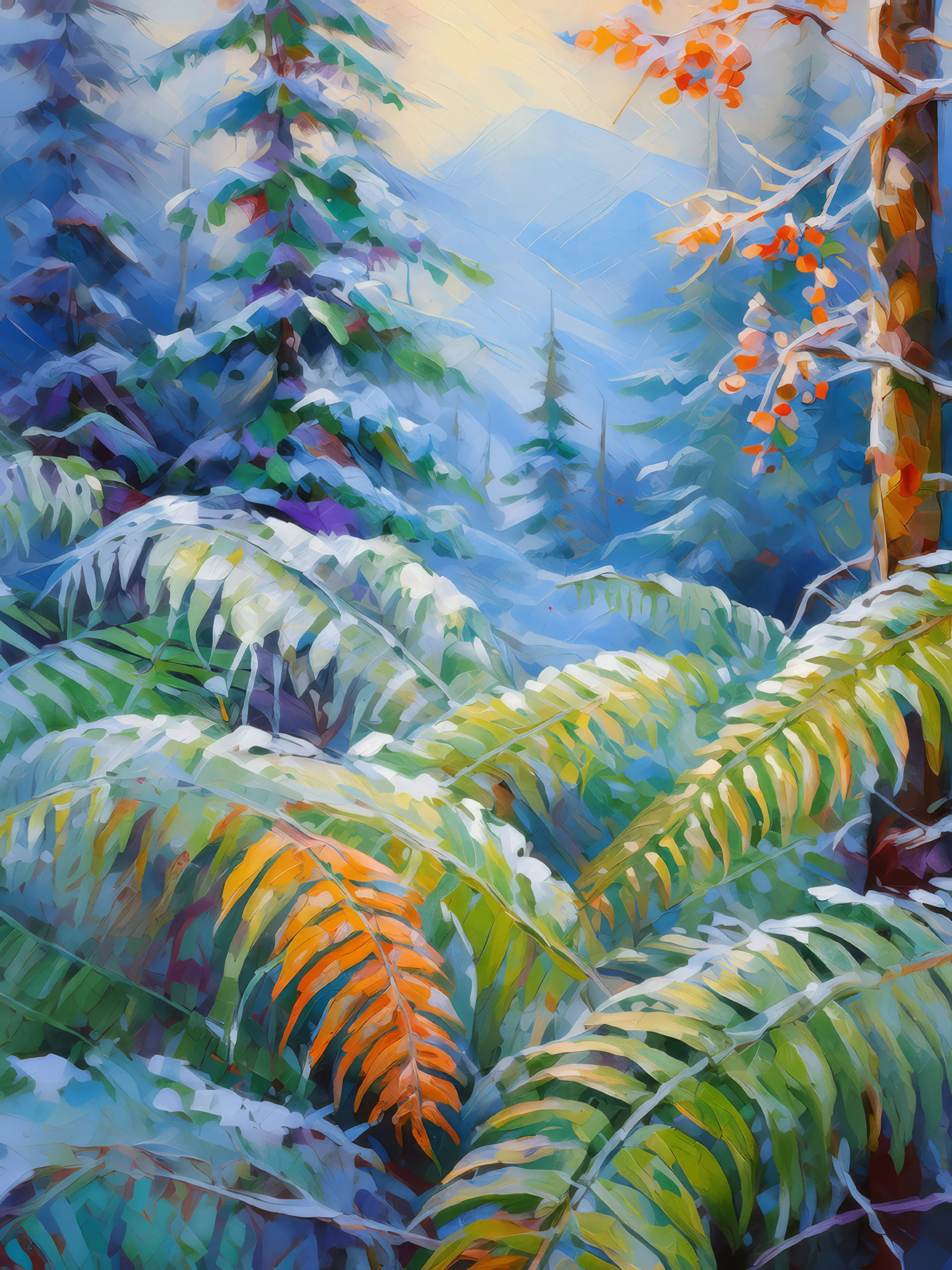 Painting: Frost Kissed Ferns of the Jungle