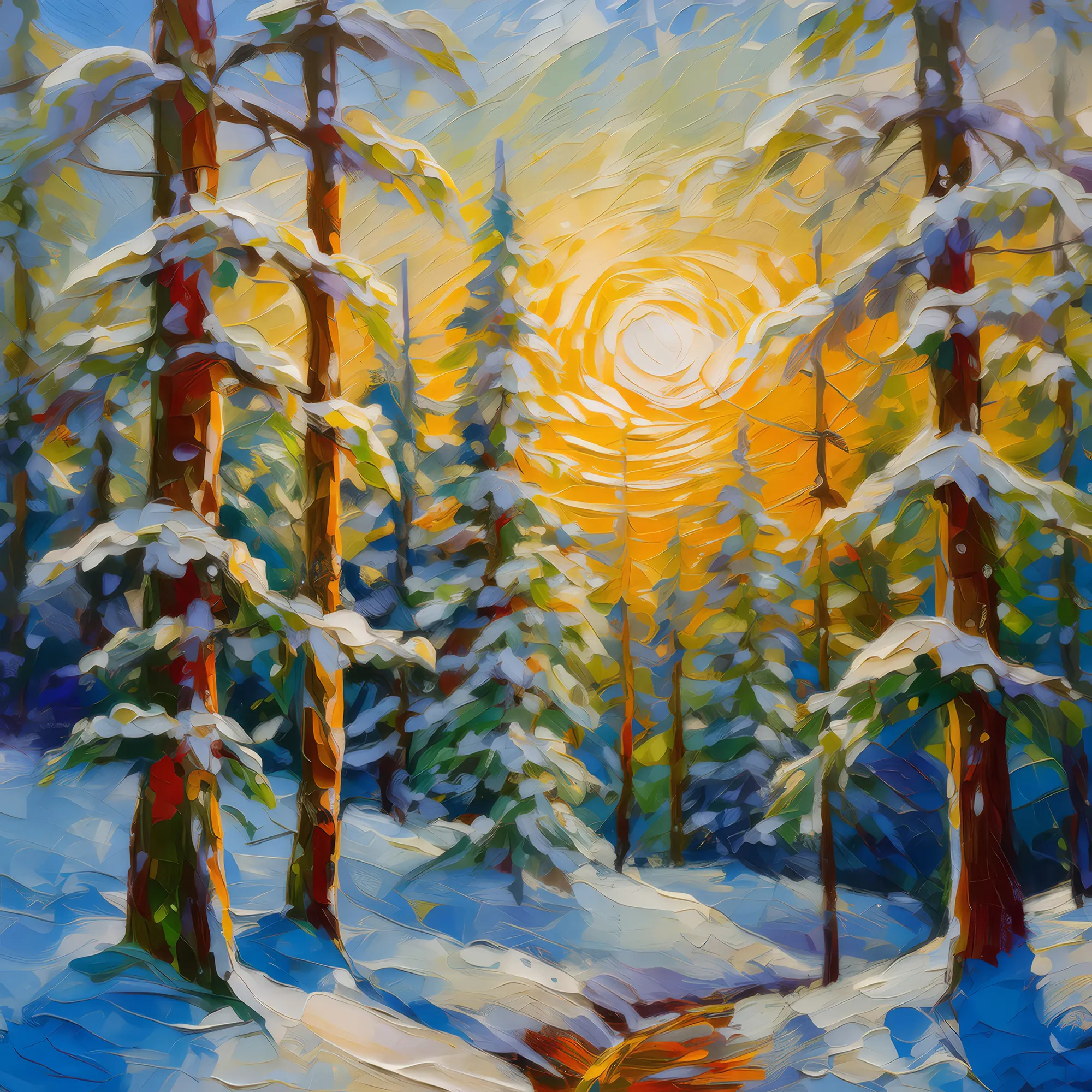 Painting: Frosted Boreal Trees
