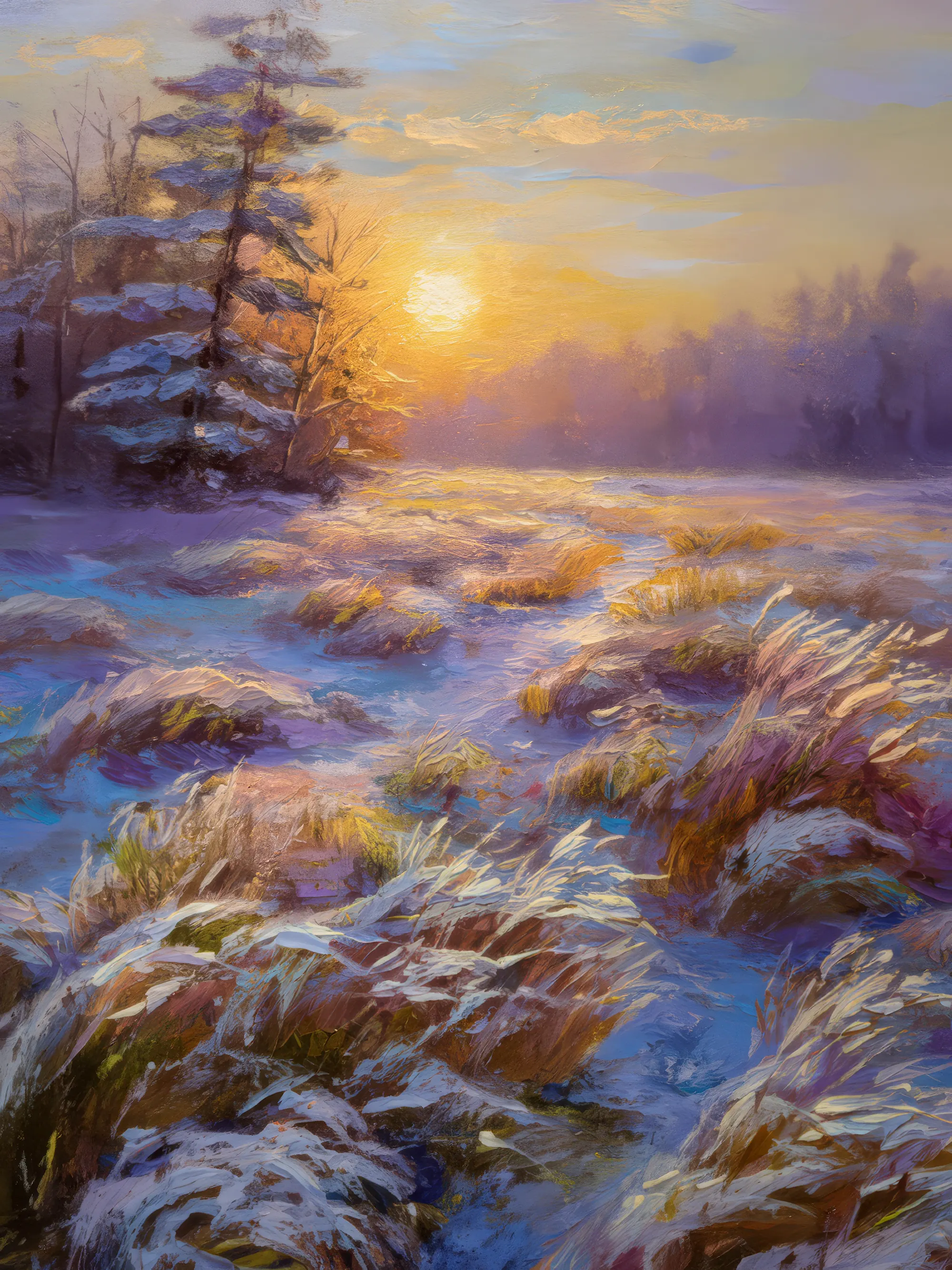 Painting: Frosty Moor at Sunrise