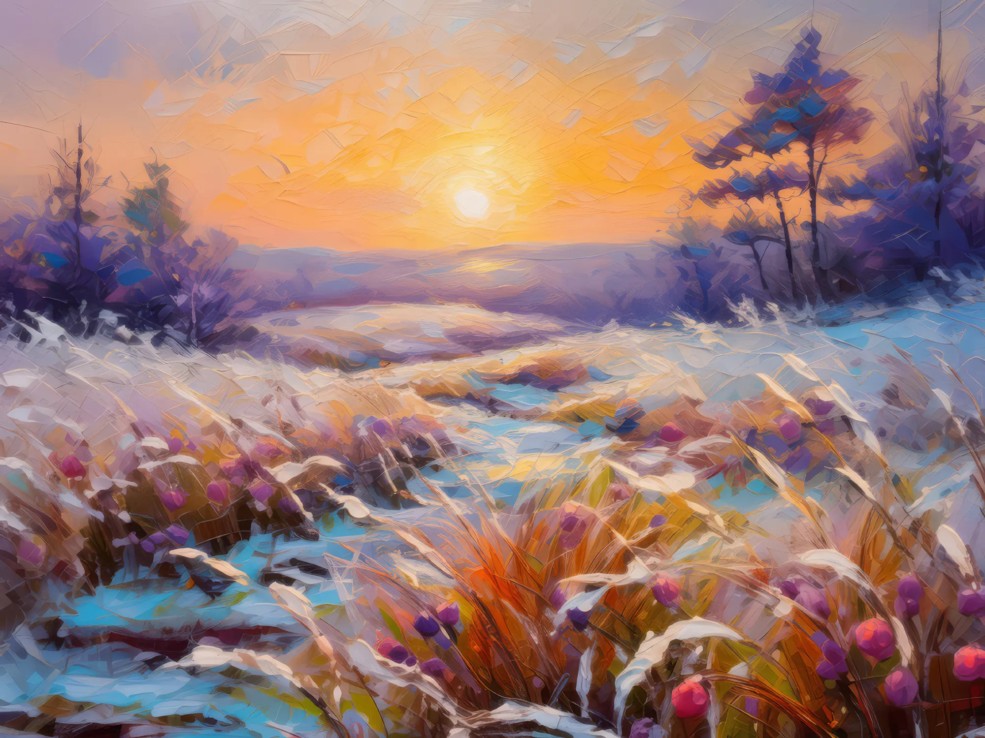 Painting: Frosty Moorland Sunrise