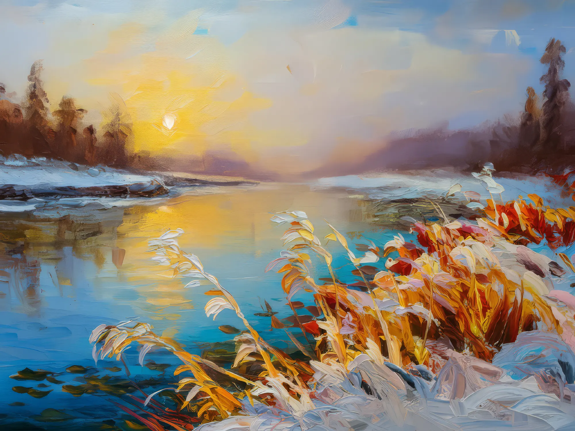 Painting: Frosty Tundra Riverbank