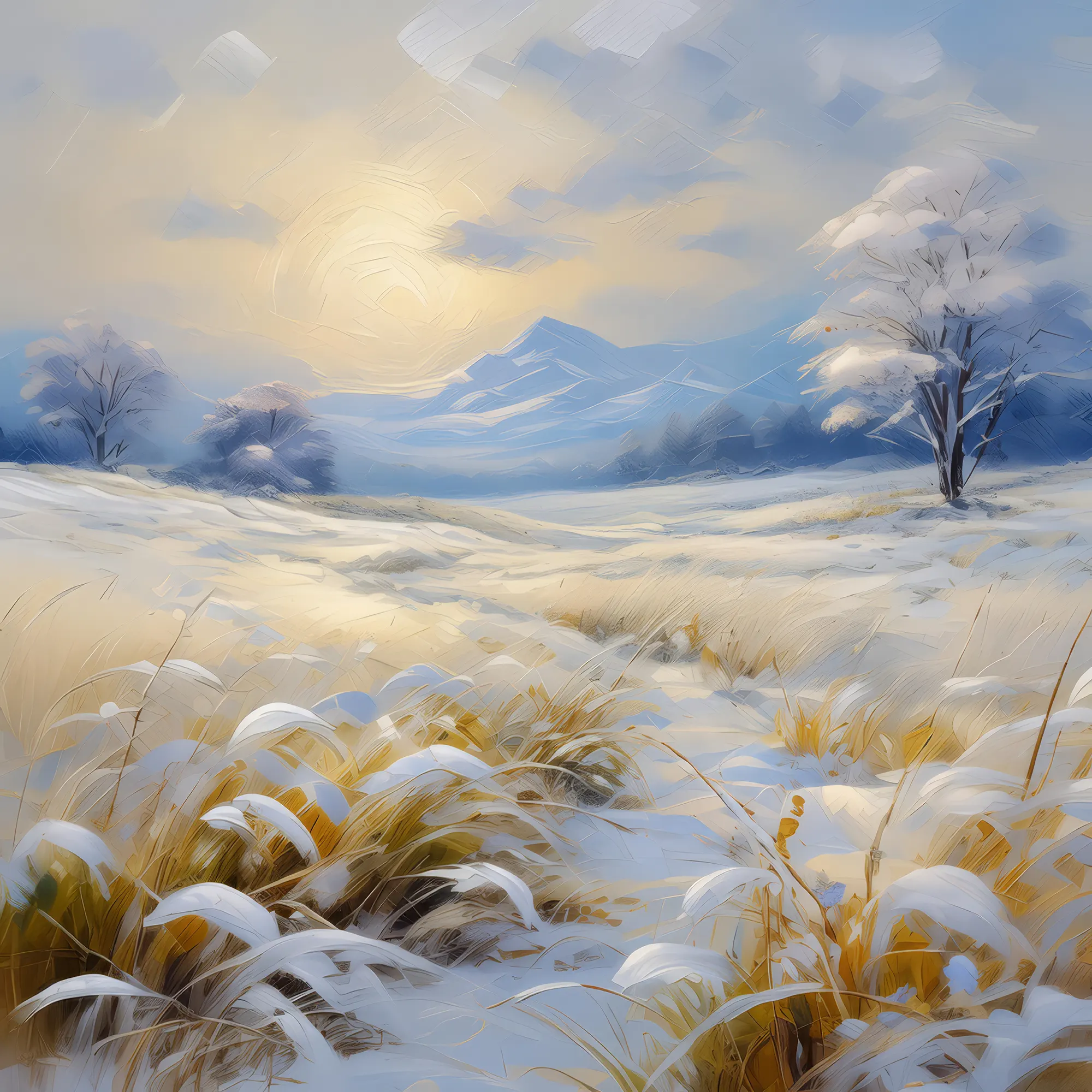 Painting: Frosty Winter Grassland
