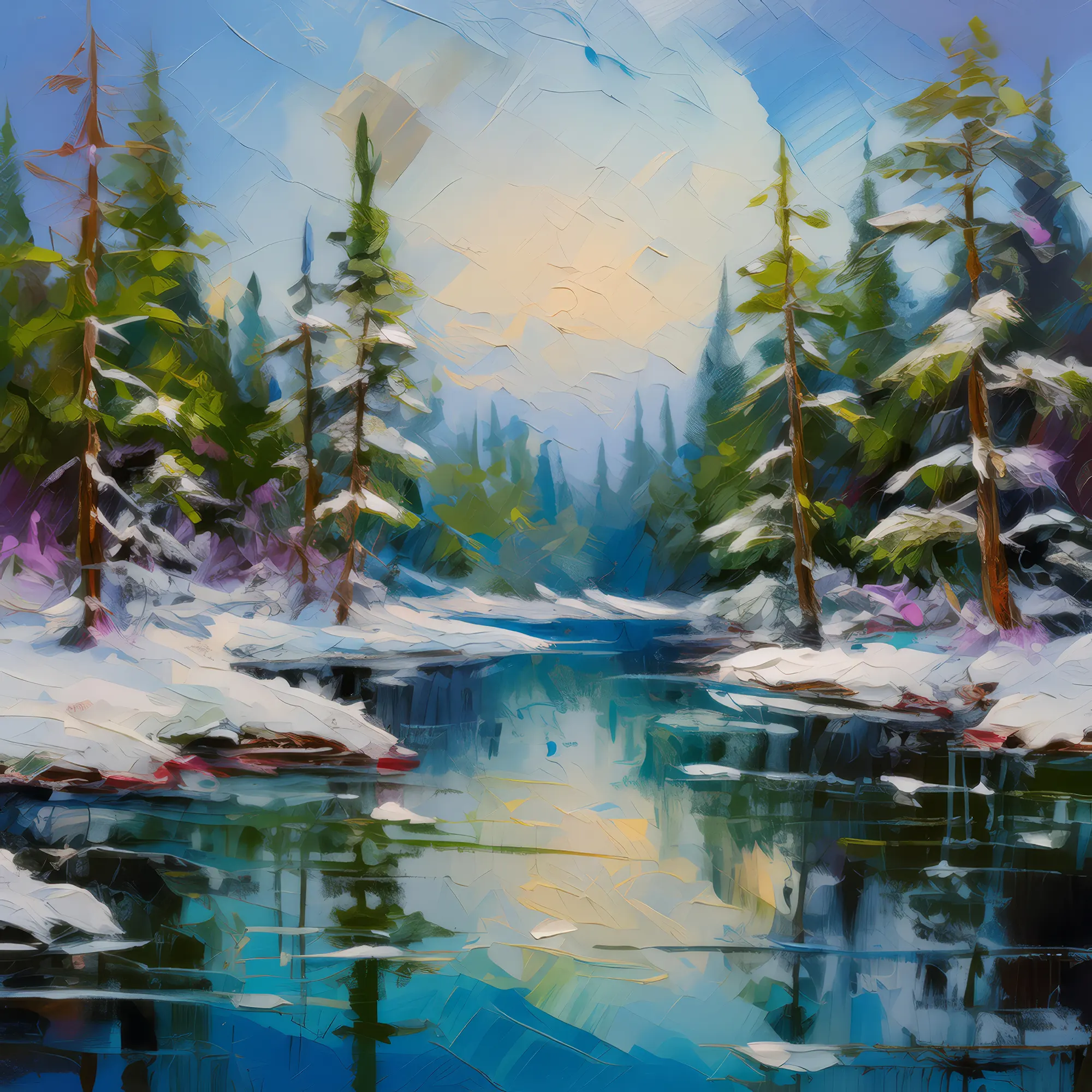 Painting: Frozen Boreal Lake