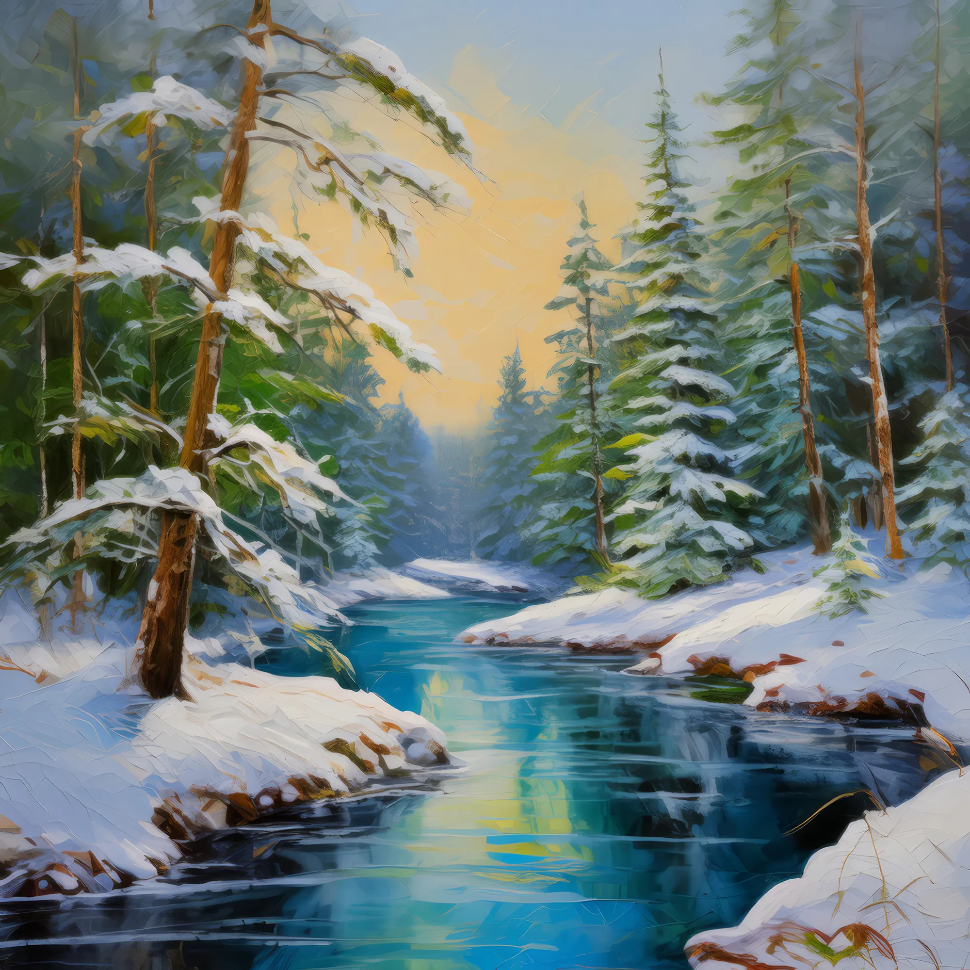 Painting: Frozen Boreal River