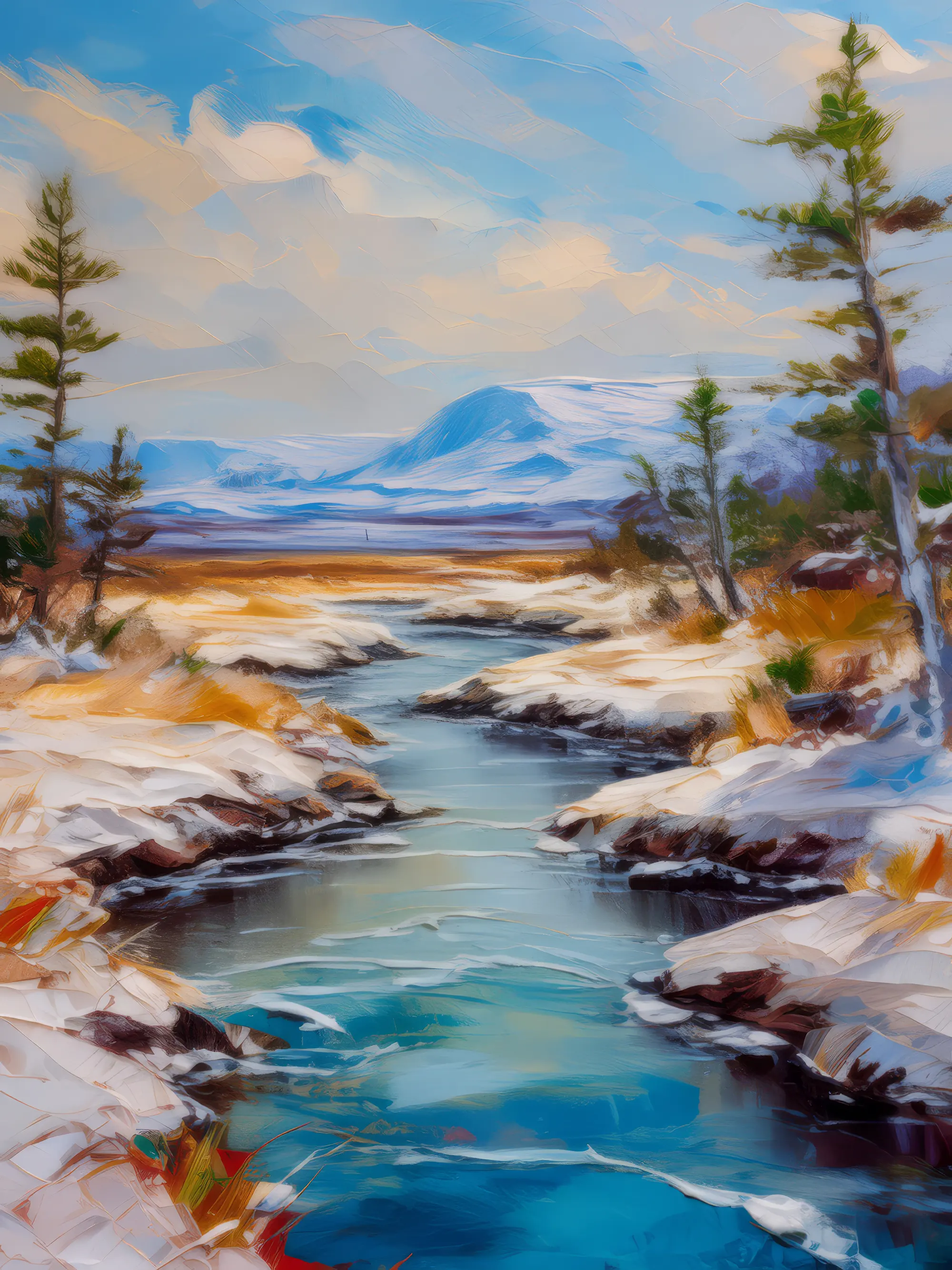 Painting: Frozen Boreal Riverbed