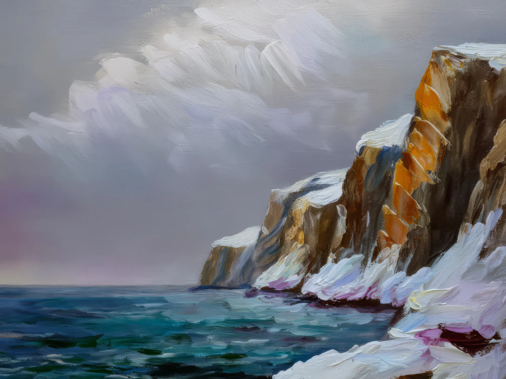Painting: Frozen Coastal Cliffs