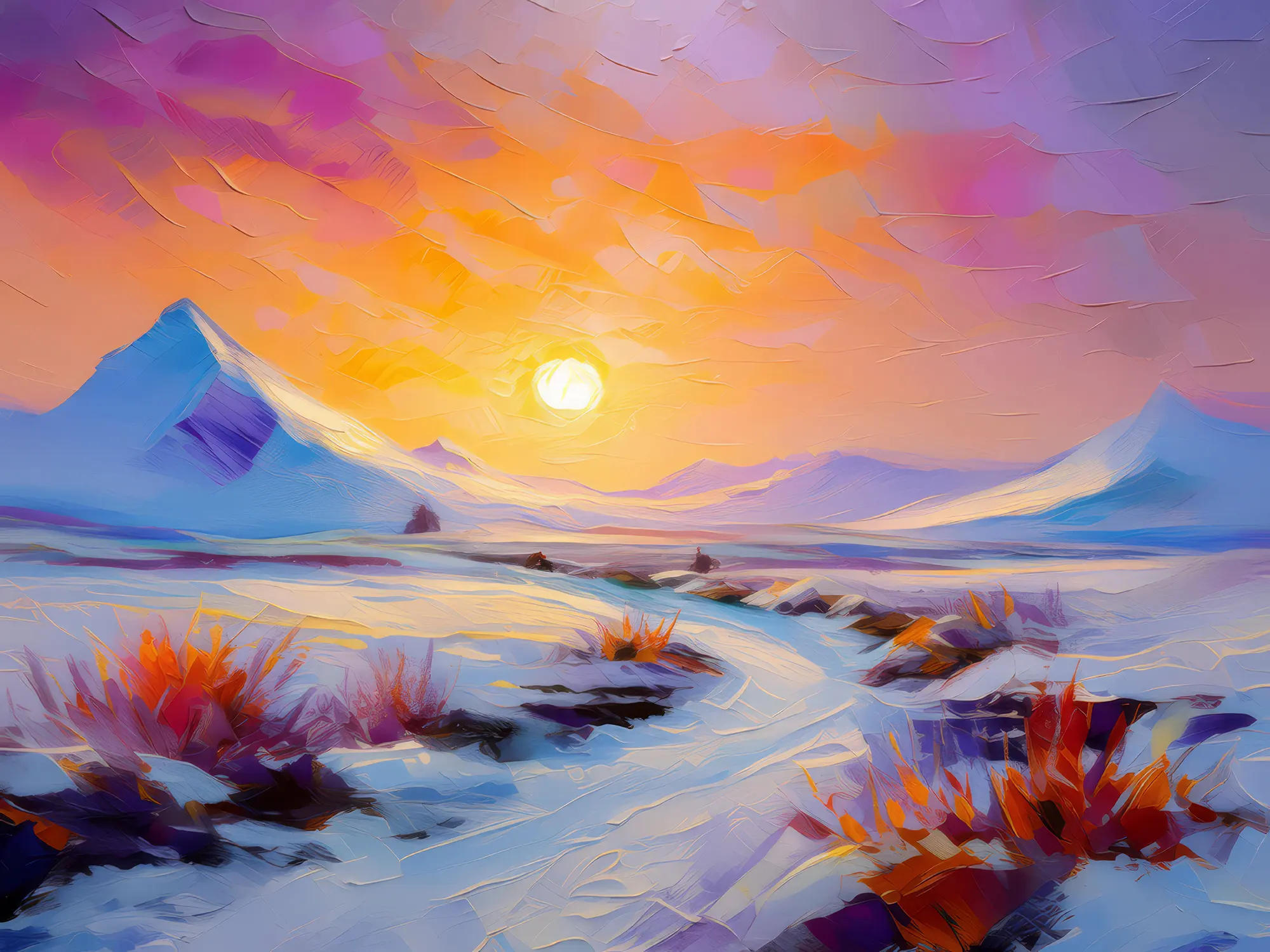 Painting: Frozen Desert Sunset