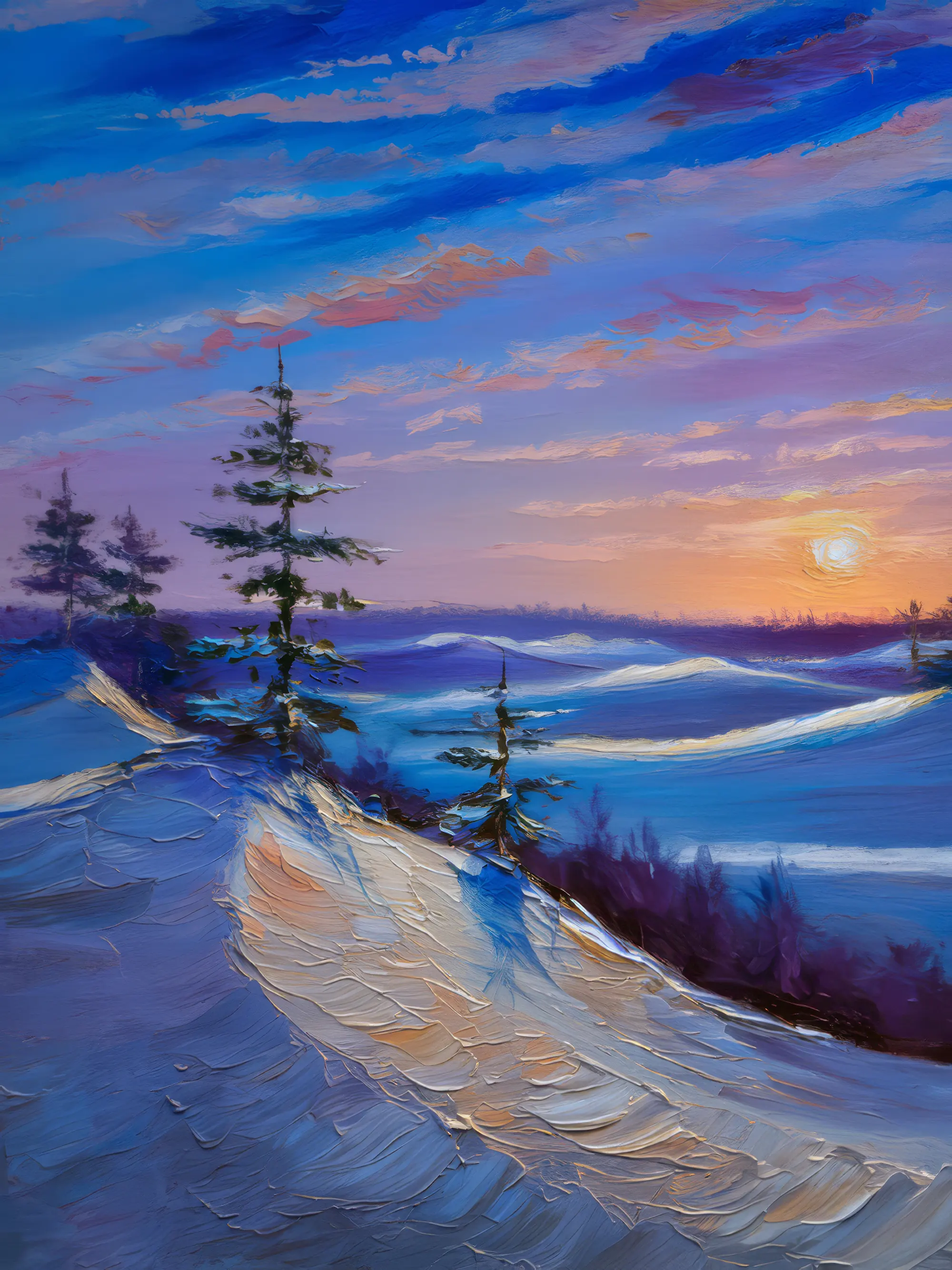 Painting: Frozen Dunes at Dusk