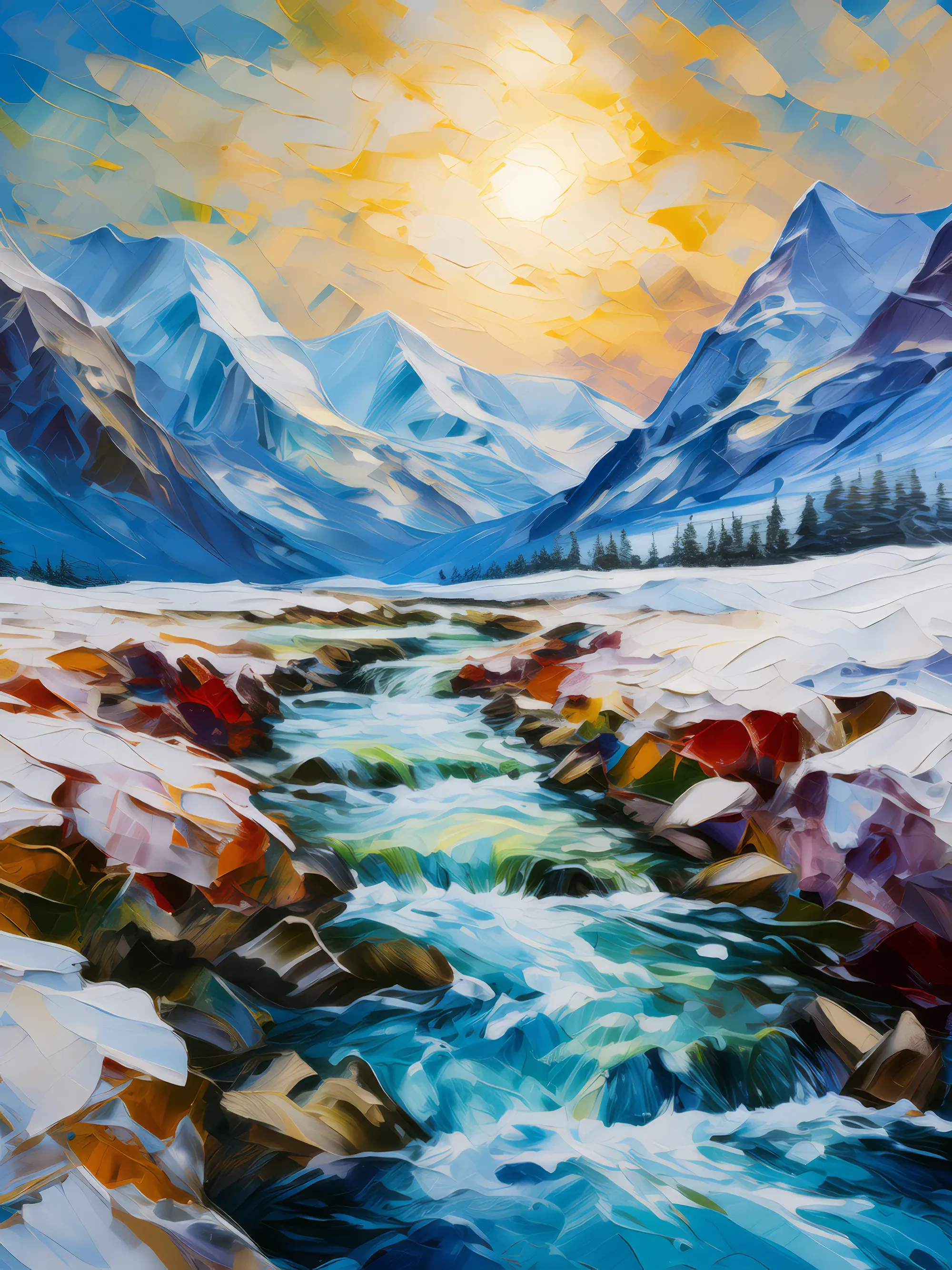 Painting: Frozen Glacial Stream