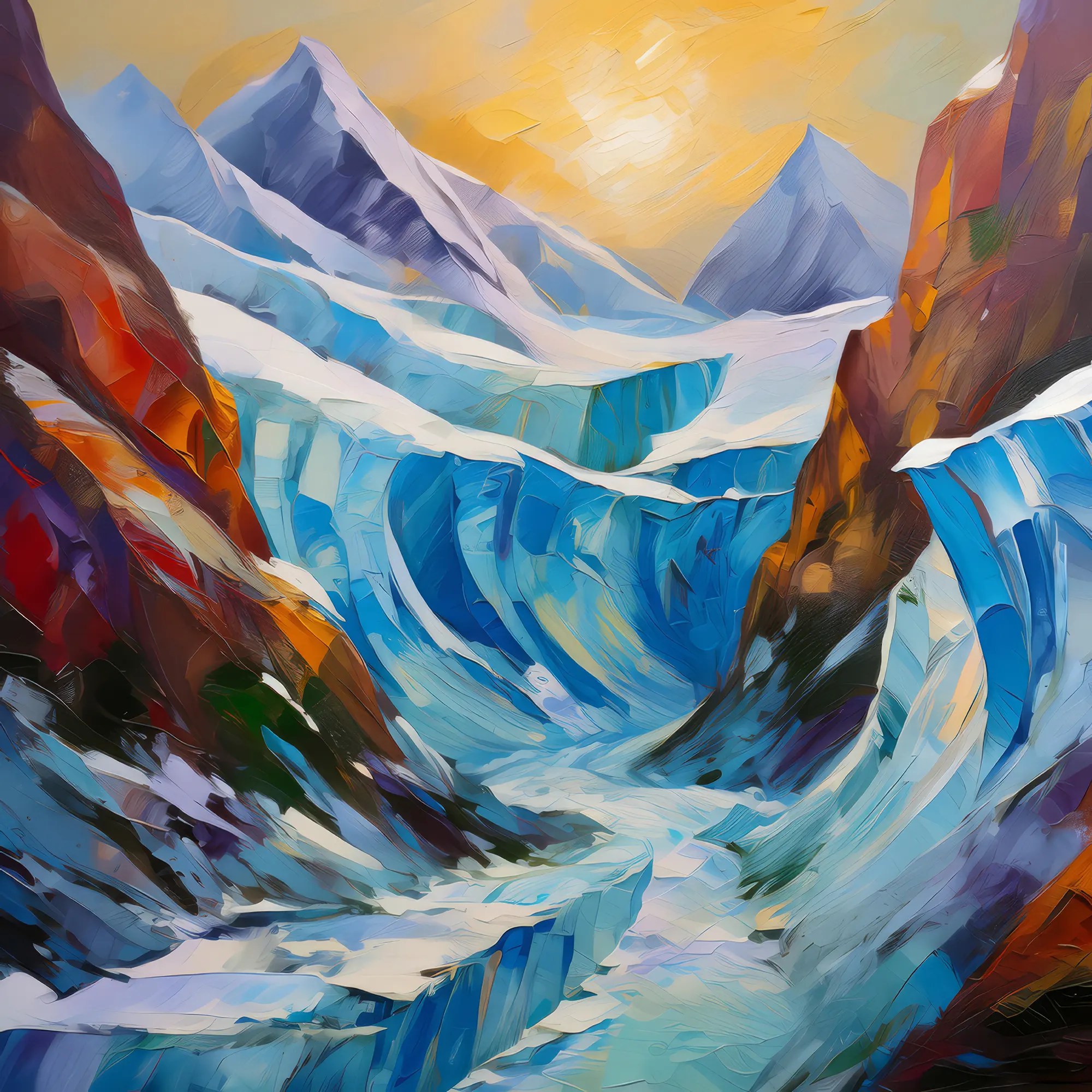 Painting: Frozen Glacier Chasm