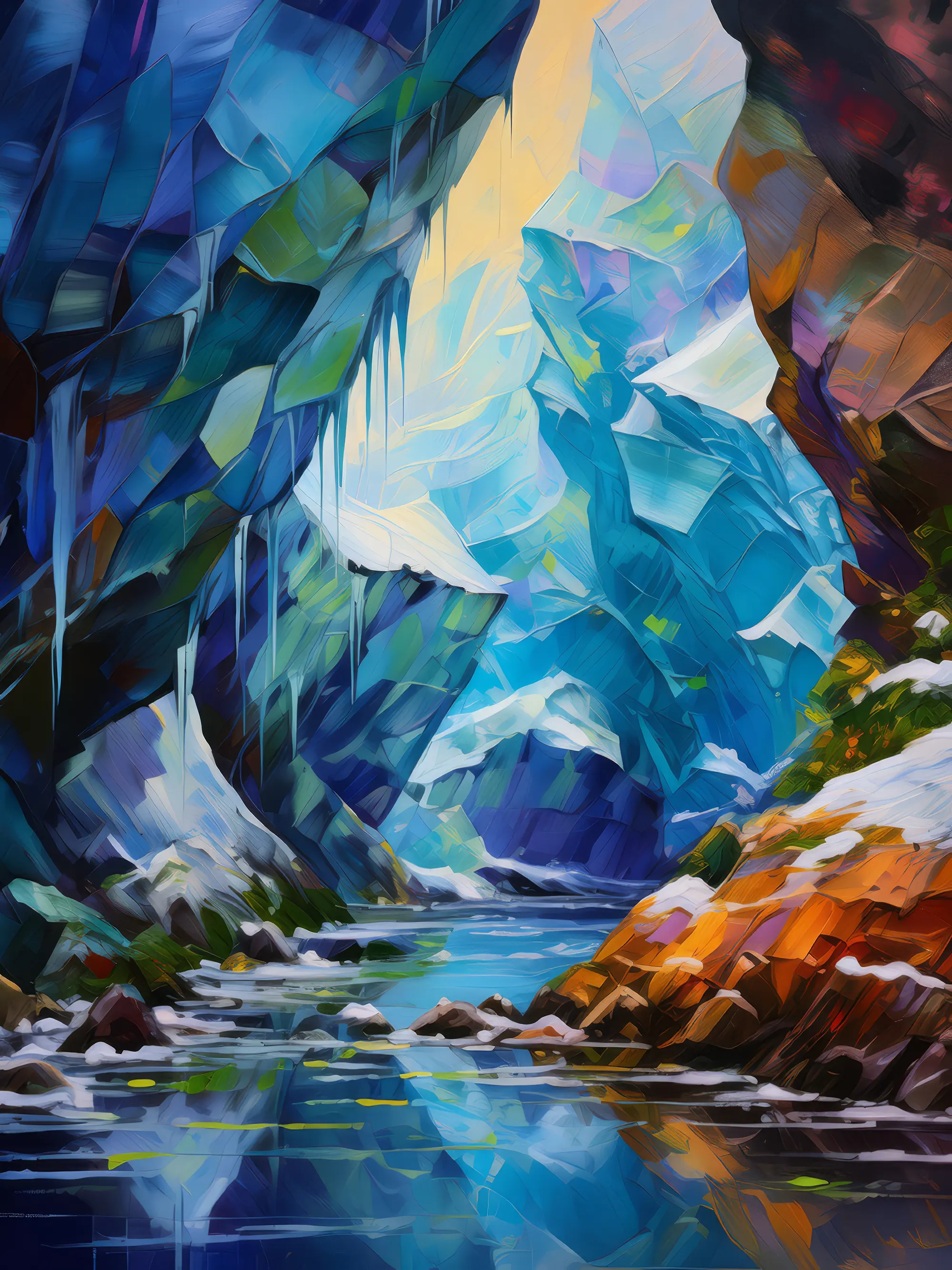 Painting: Frozen Glacier Grotto
