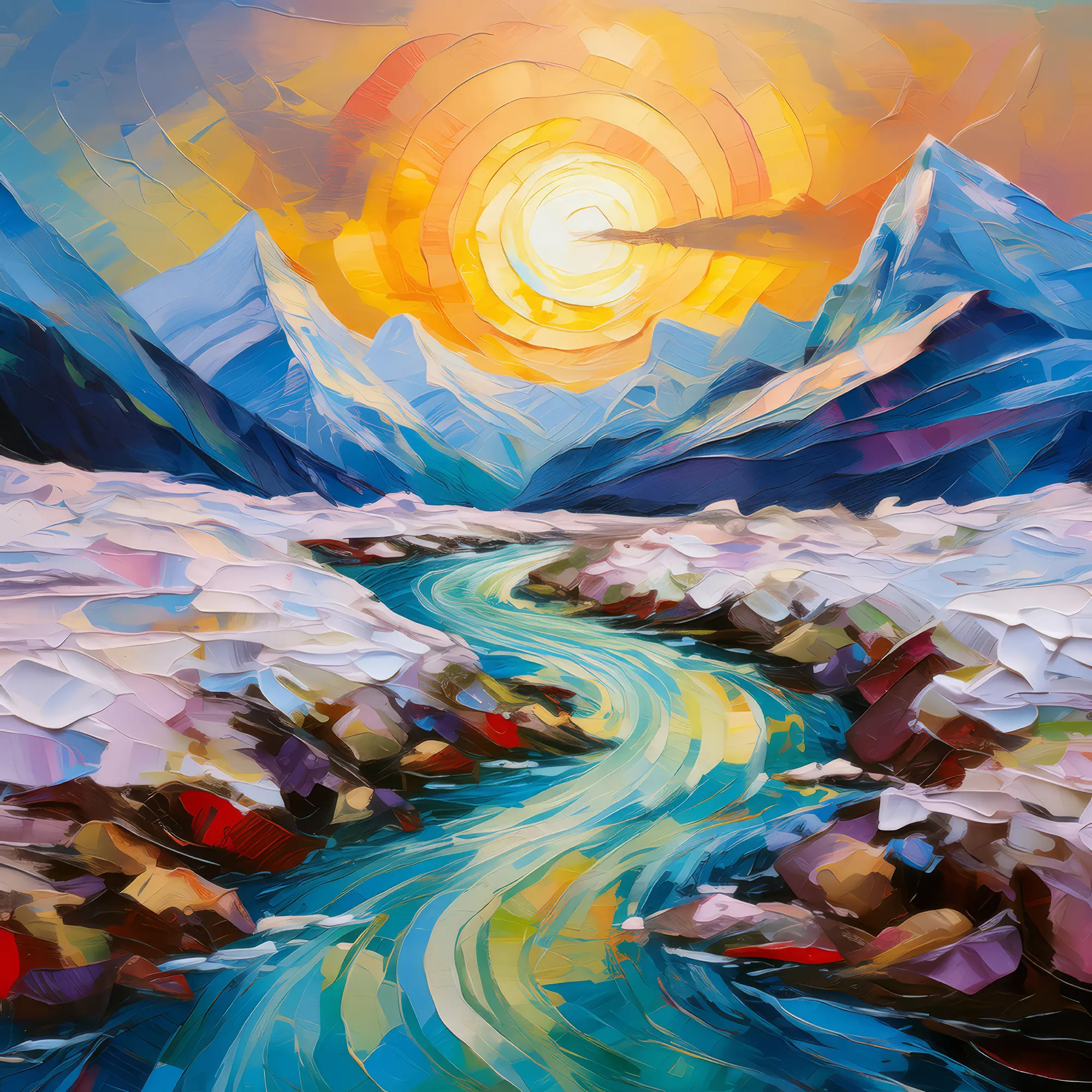 Painting: Frozen Glacier Stream