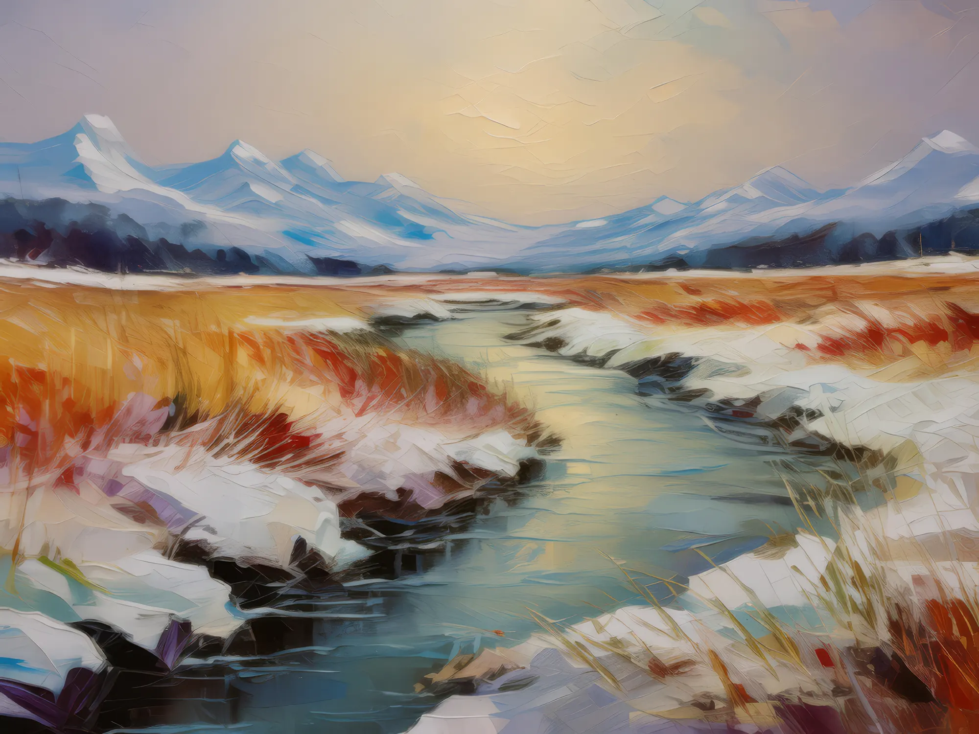 Painting: Frozen River in Tundra