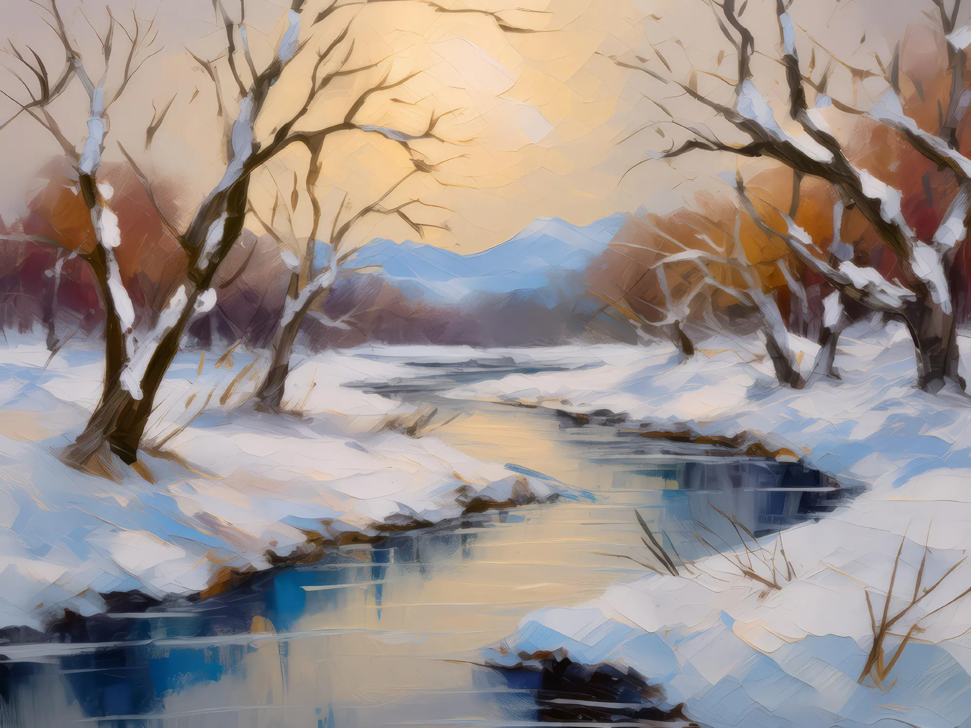 Painting: Frozen River in Winter