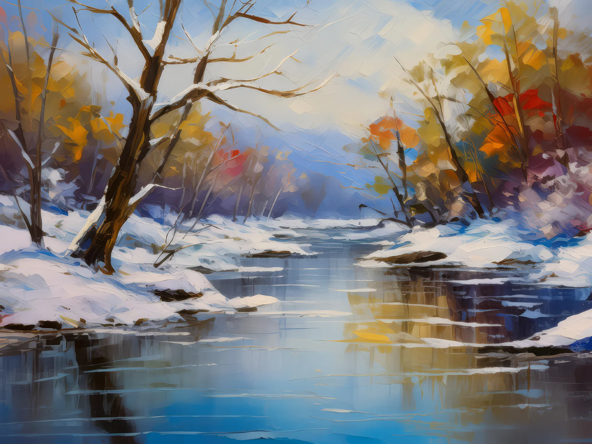 Painting: Frozen Riverbank