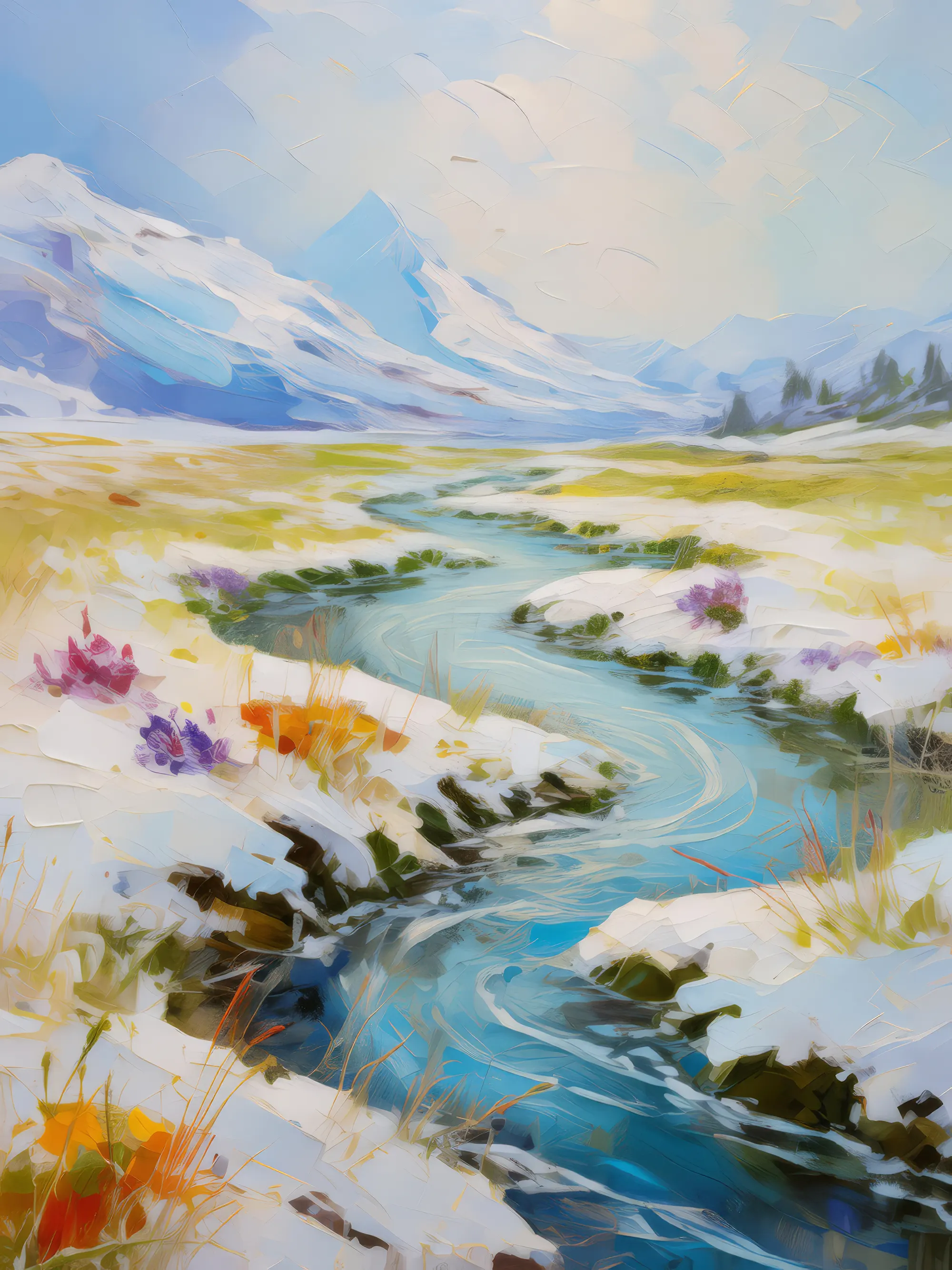 Painting: Frozen Stream in Tundra