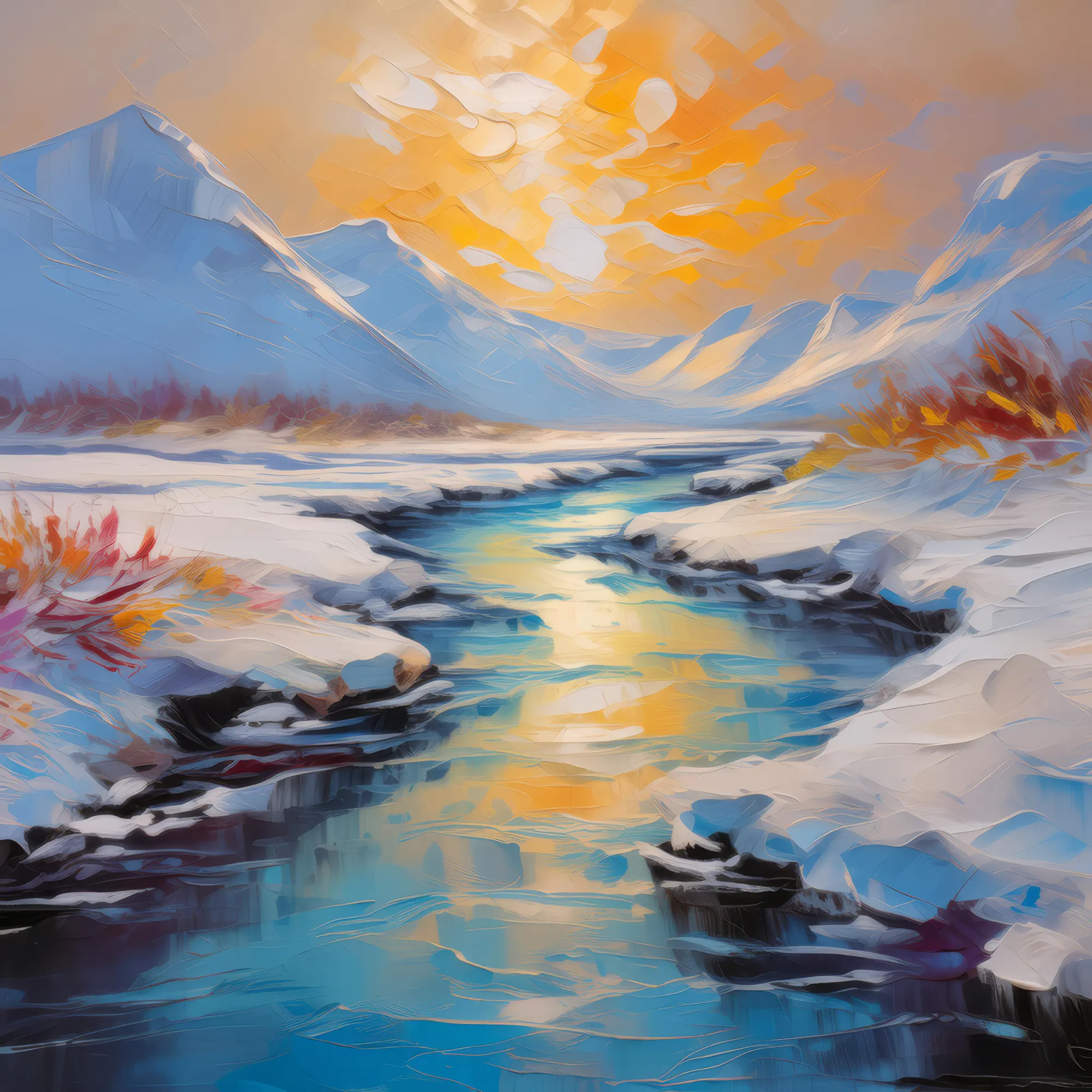 Painting: Frozen Tundra River