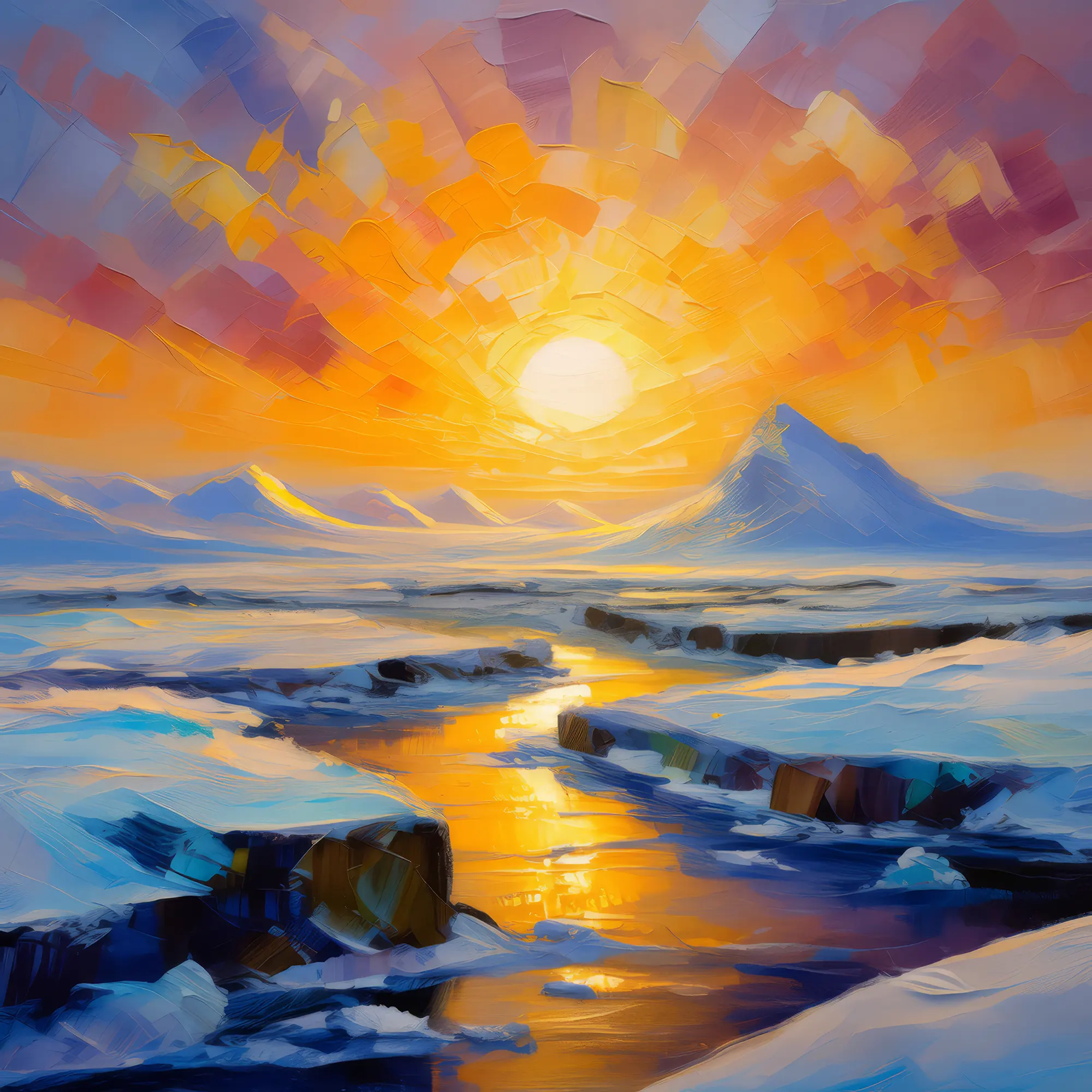Painting: Frozen Tundra Sunrise