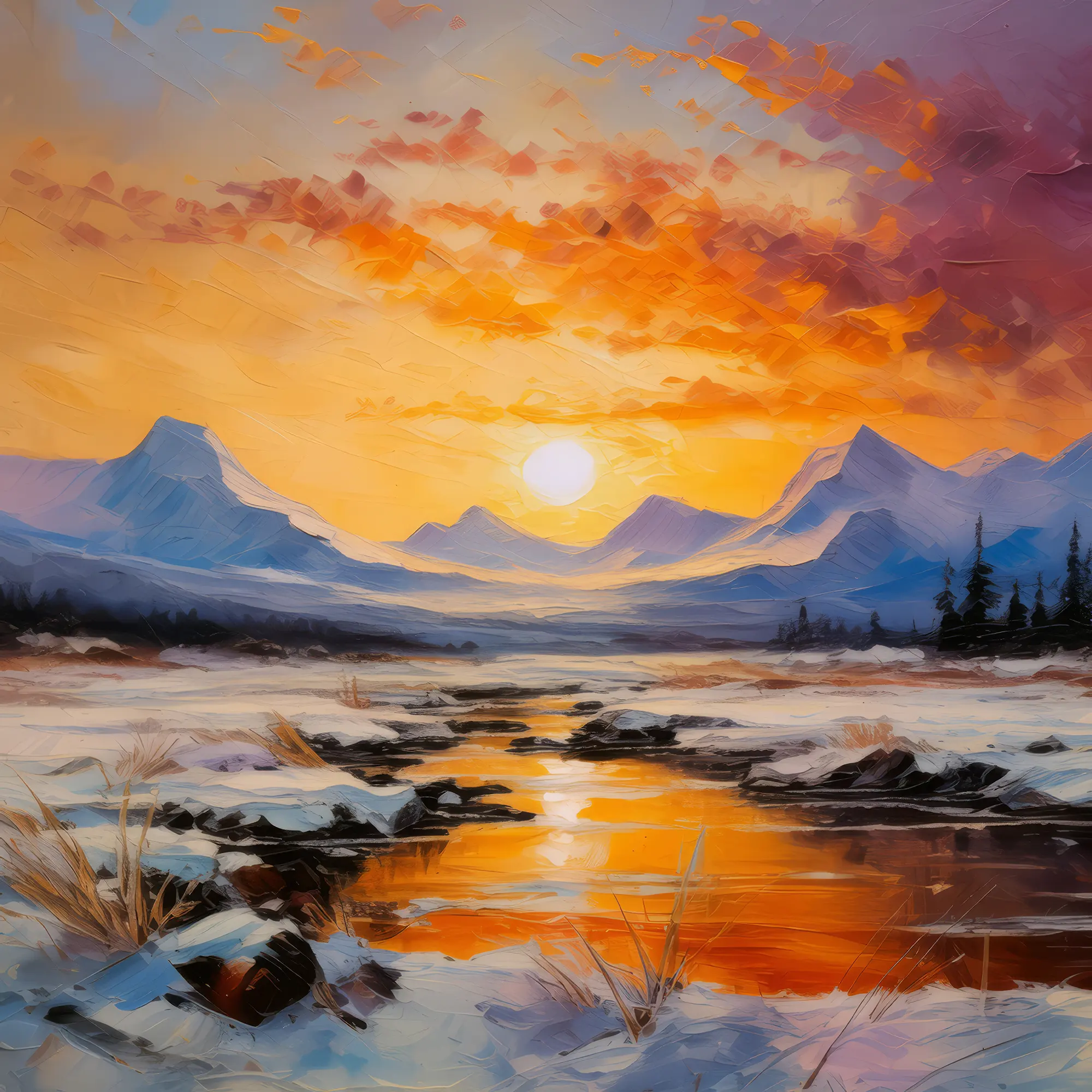 Painting: Frozen Tundra Sunset