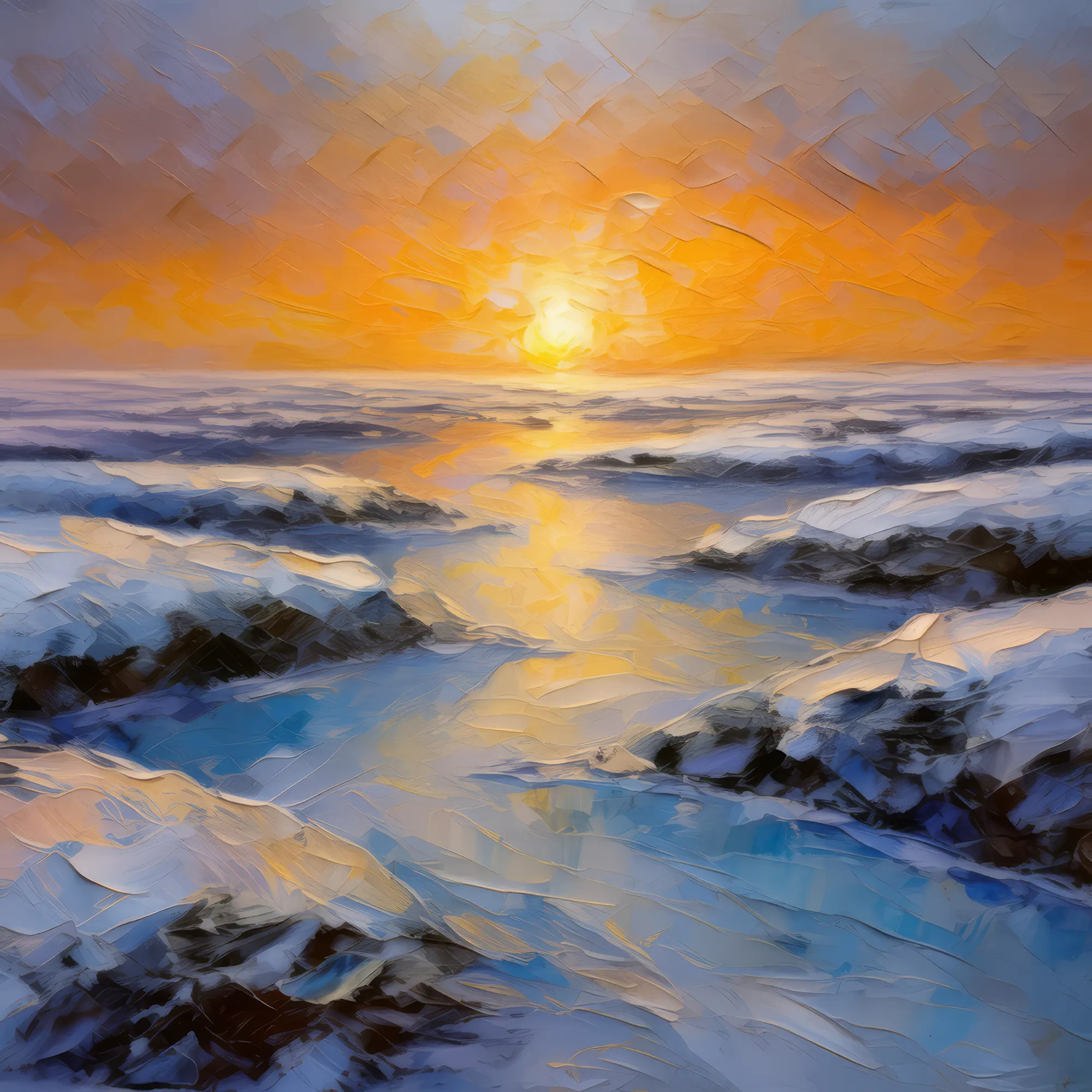 Painting: Frozen Tundra at Dawn