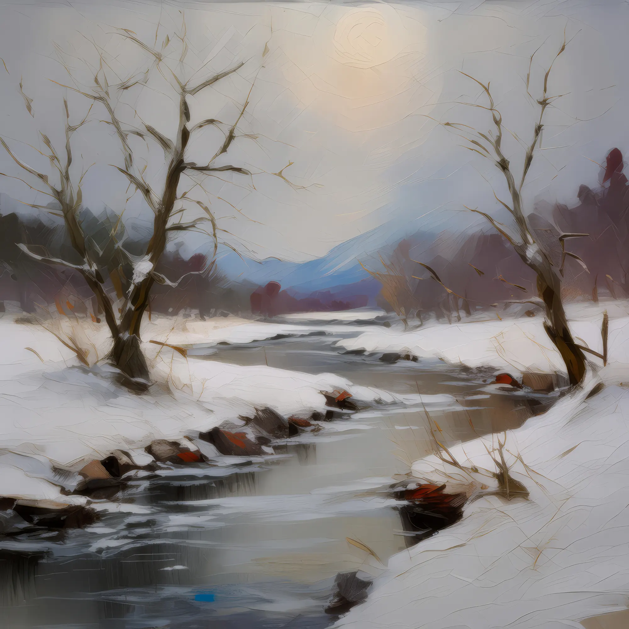 Painting: Frozen Winter River