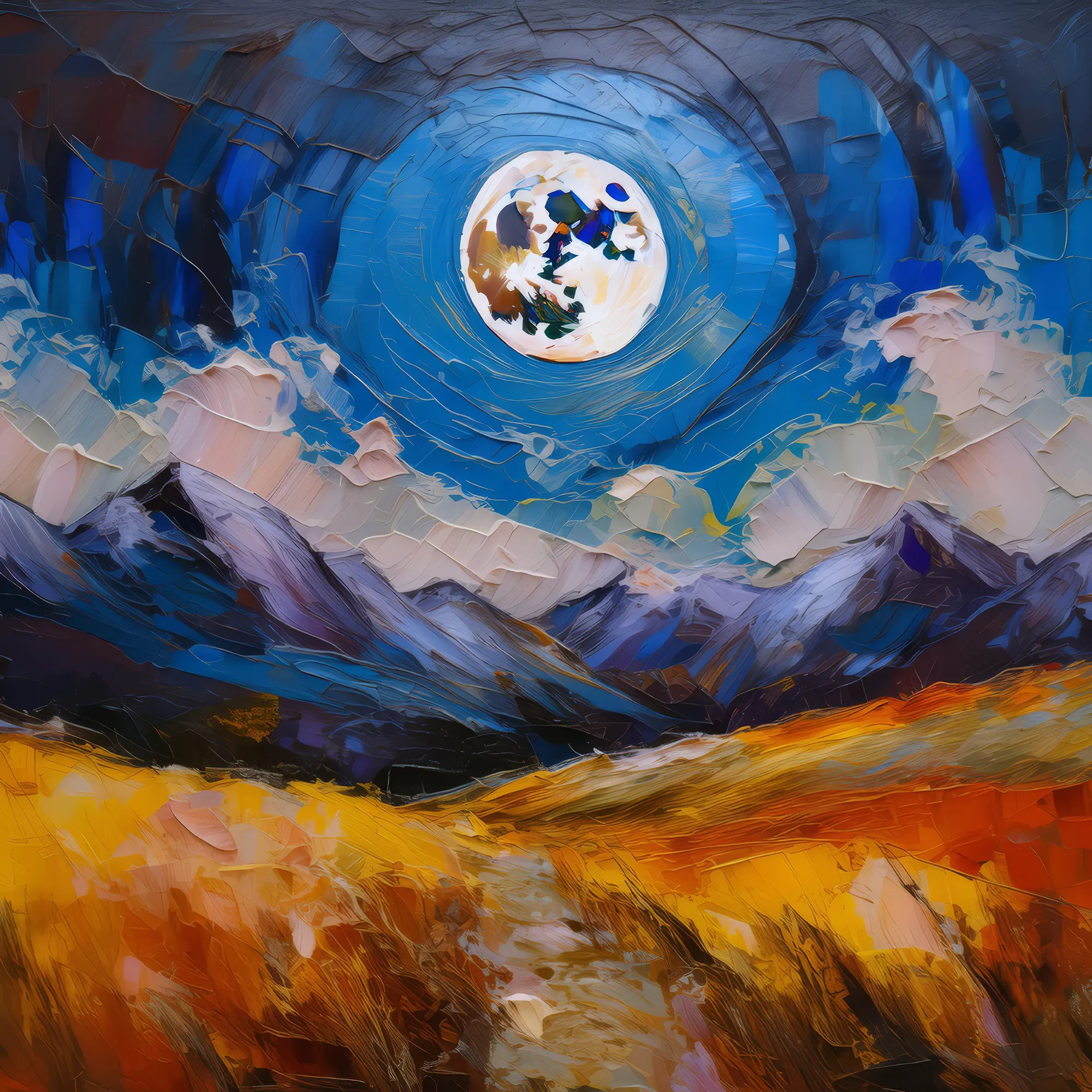 Painting: Full Moon Alpine Desert Hike