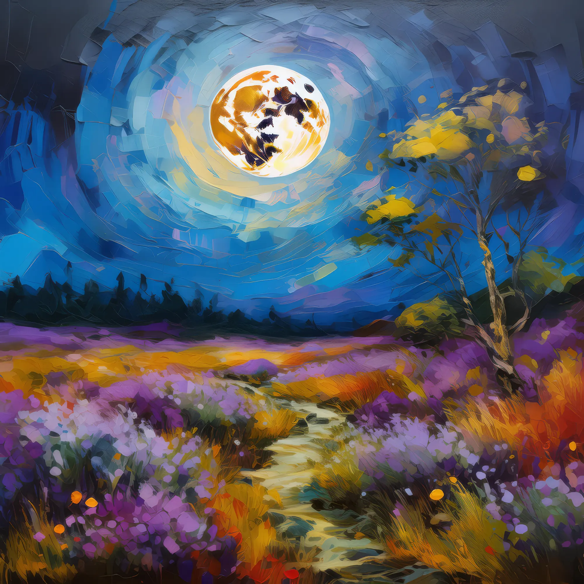 Painting: Full Moon over Moorland