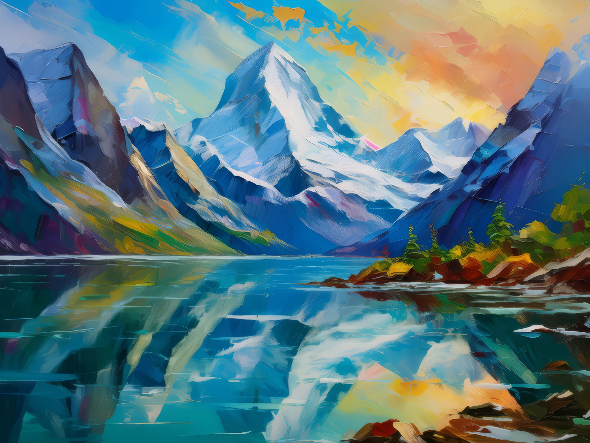 Painting: Glacial Lake Reflections