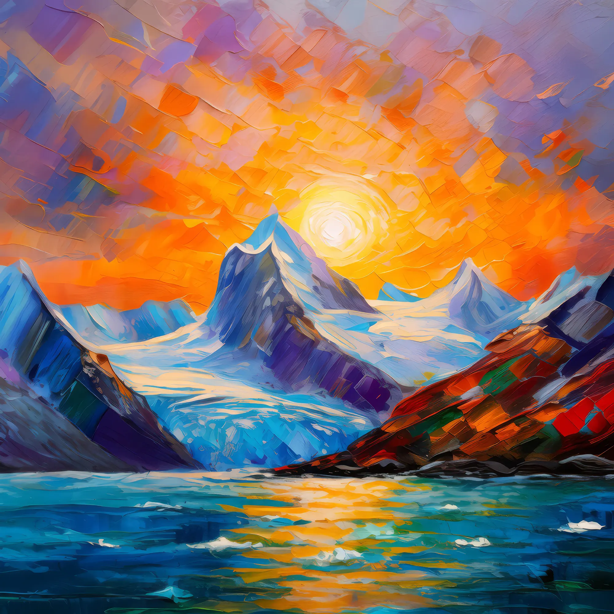 Painting: Glacial Mountain Sunset