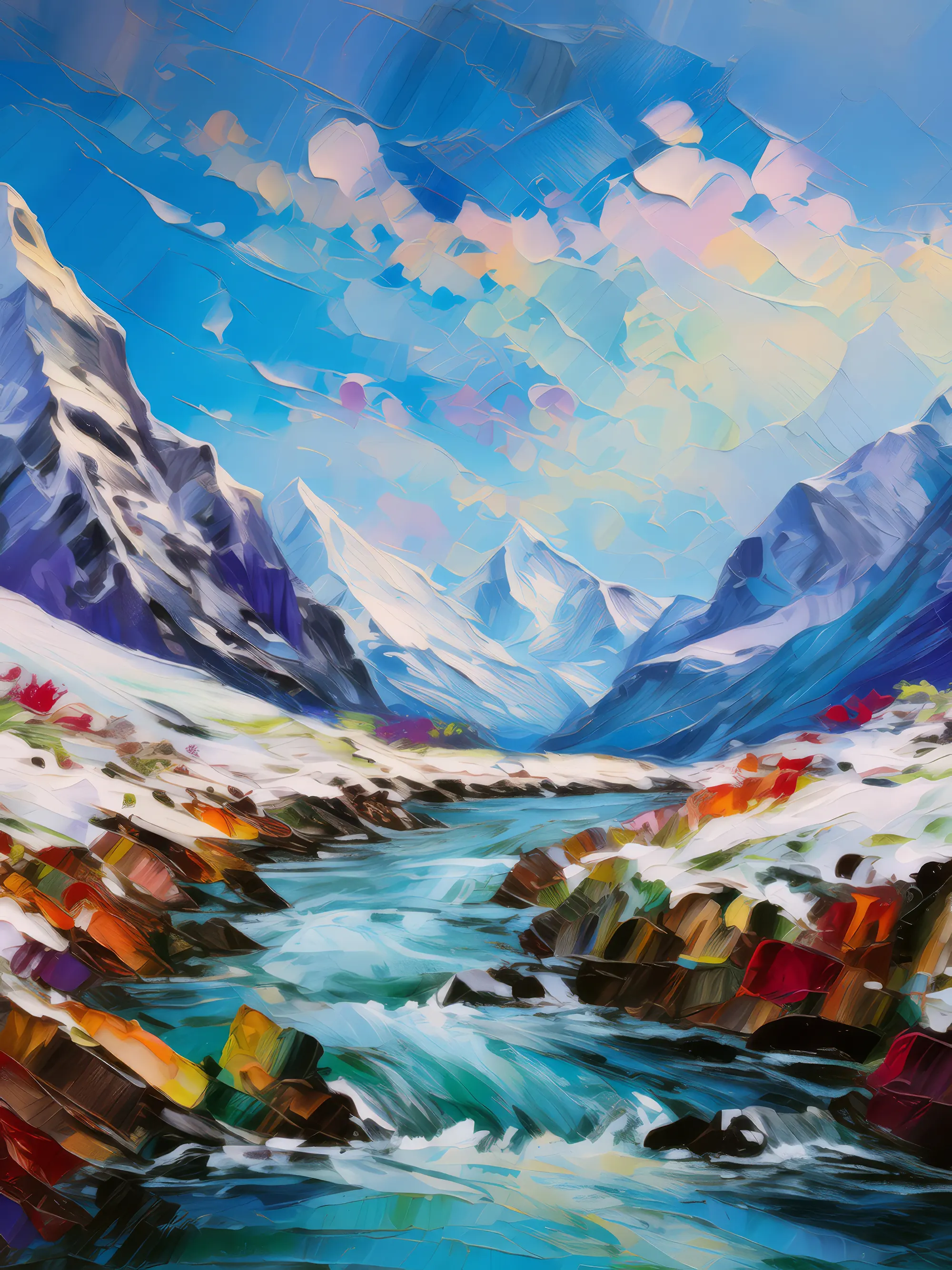 Painting: Glacial River Crossing