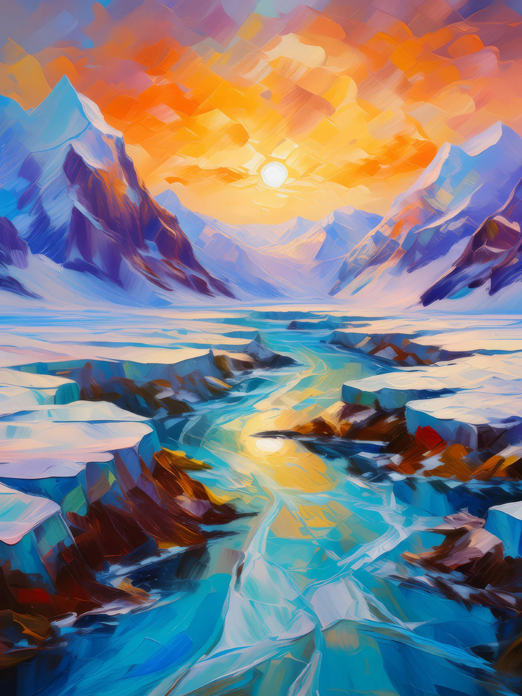 Painting: Glacial Rivers in Arctic Desert