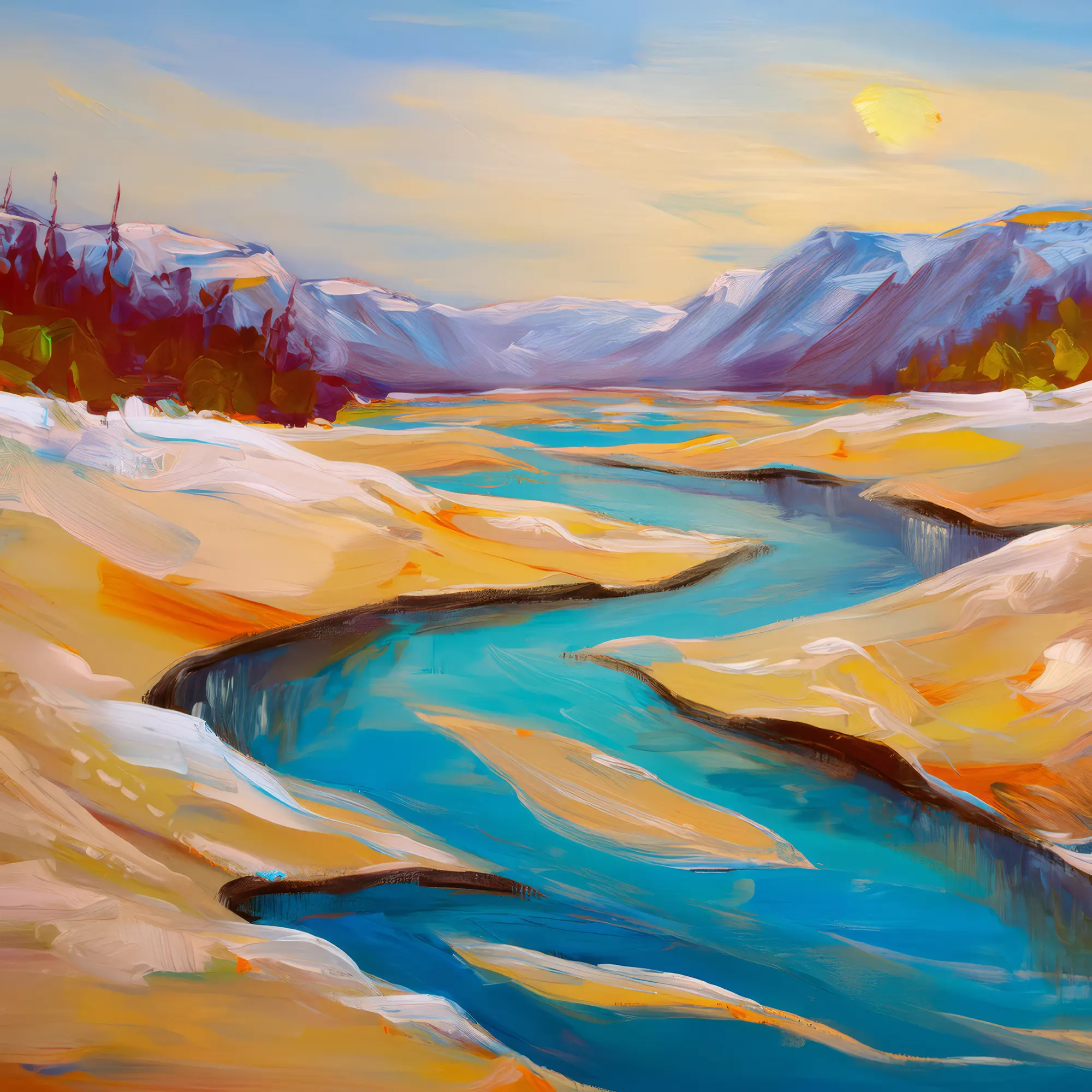 Painting: Glacial Rivers in Boreal Desert