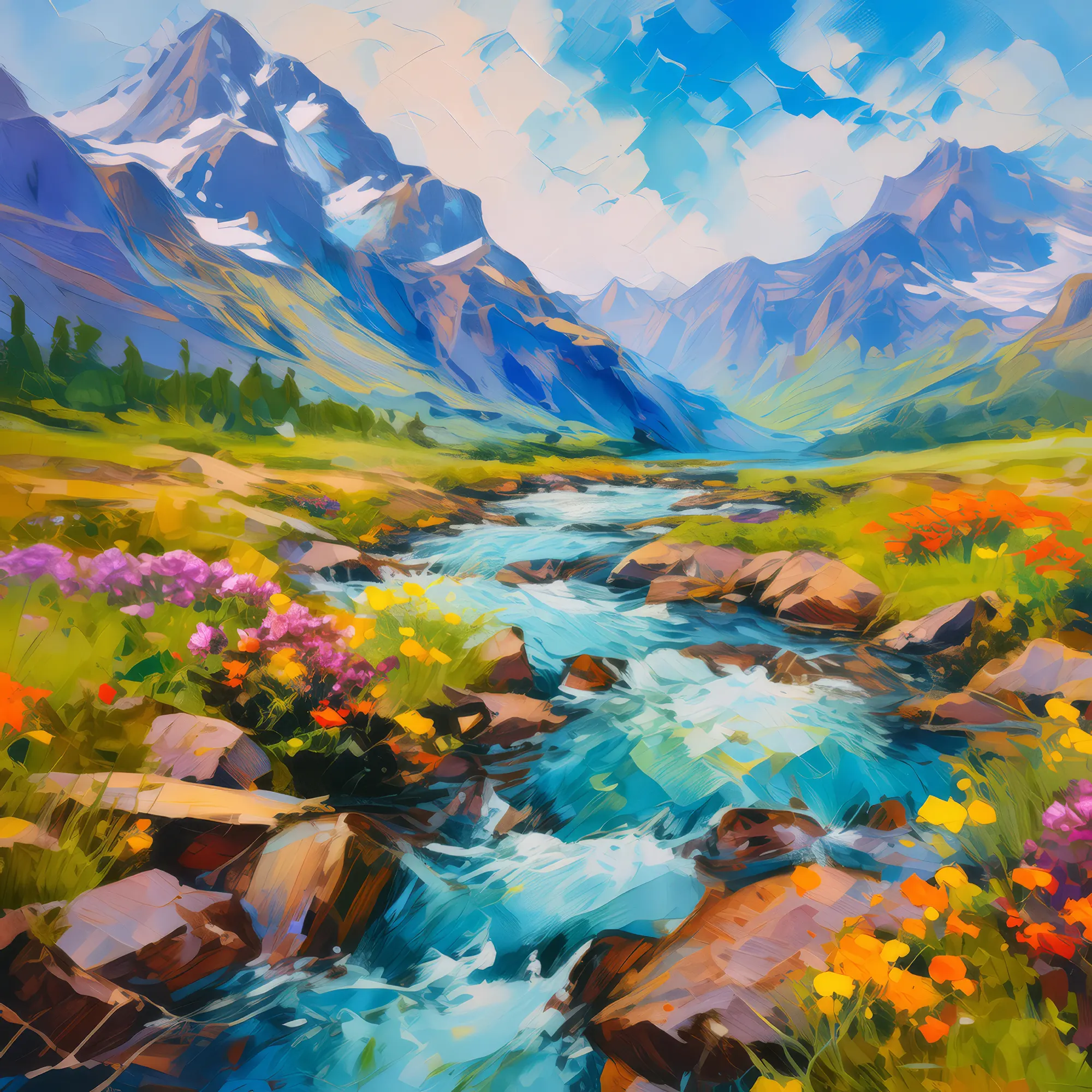 Painting: Glacial Stream Flow