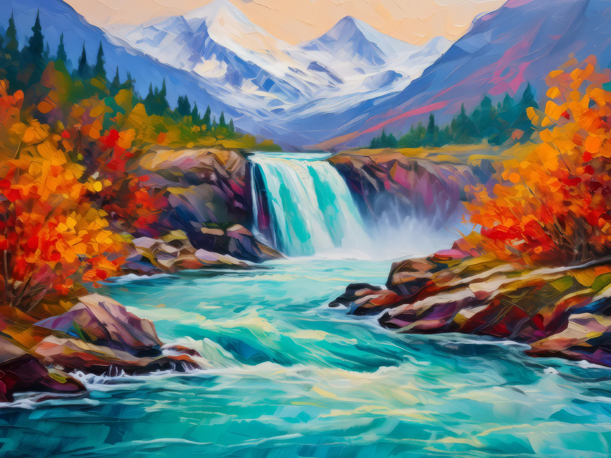 Painting: Glacier Waterfall Meltdown