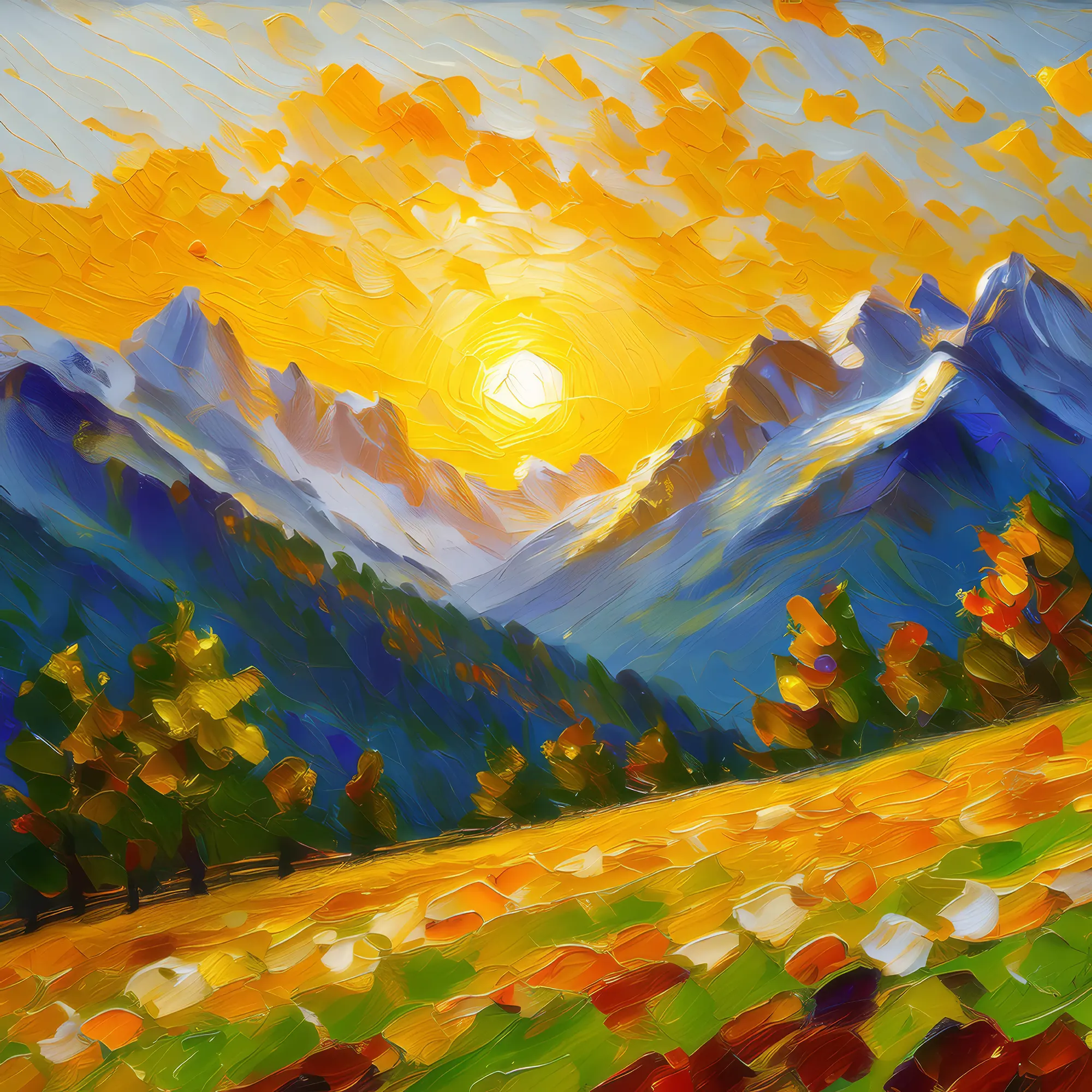 Painting: Golden Alpine Morning