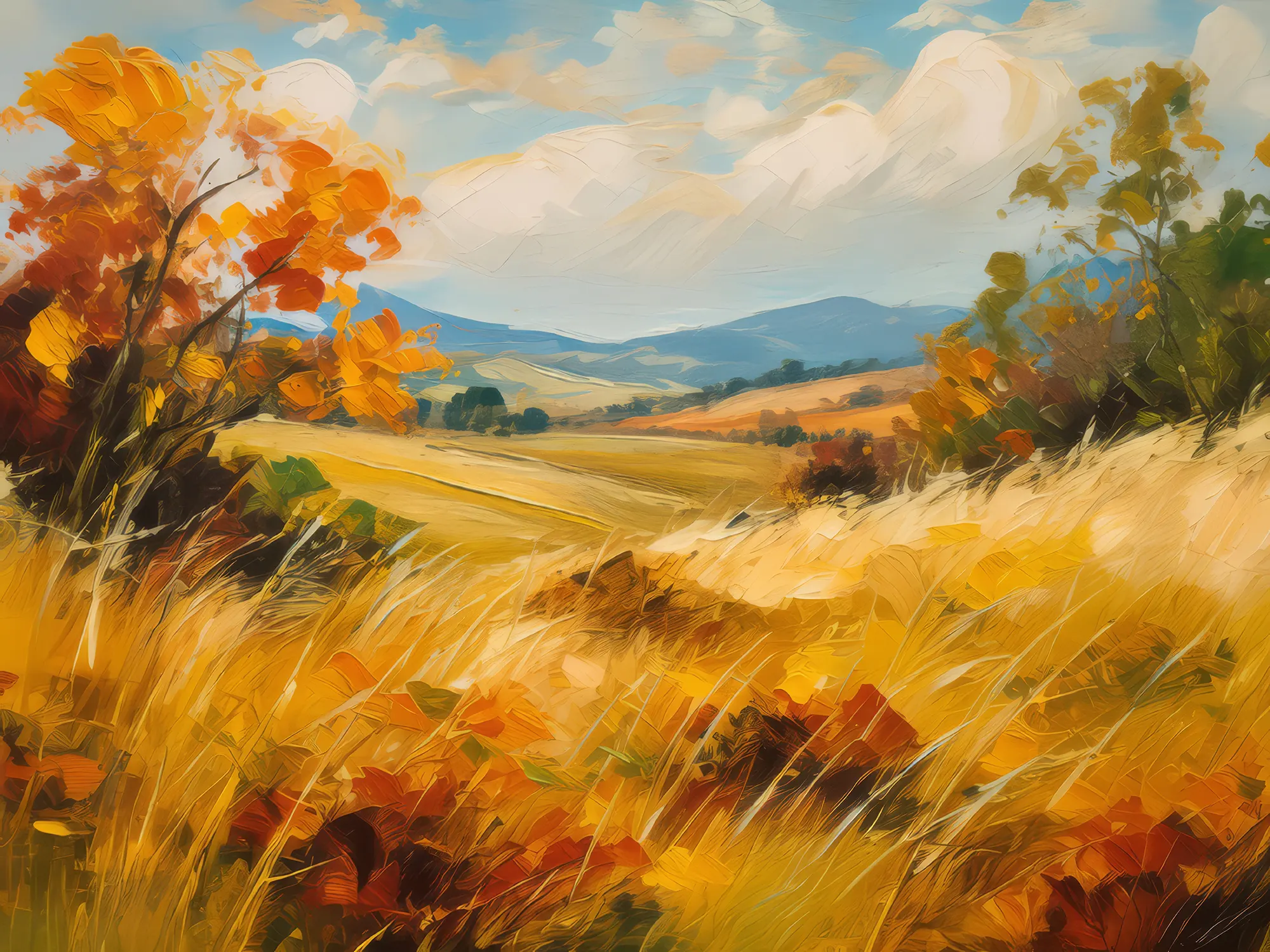 Painting: Golden Autumn Grassland