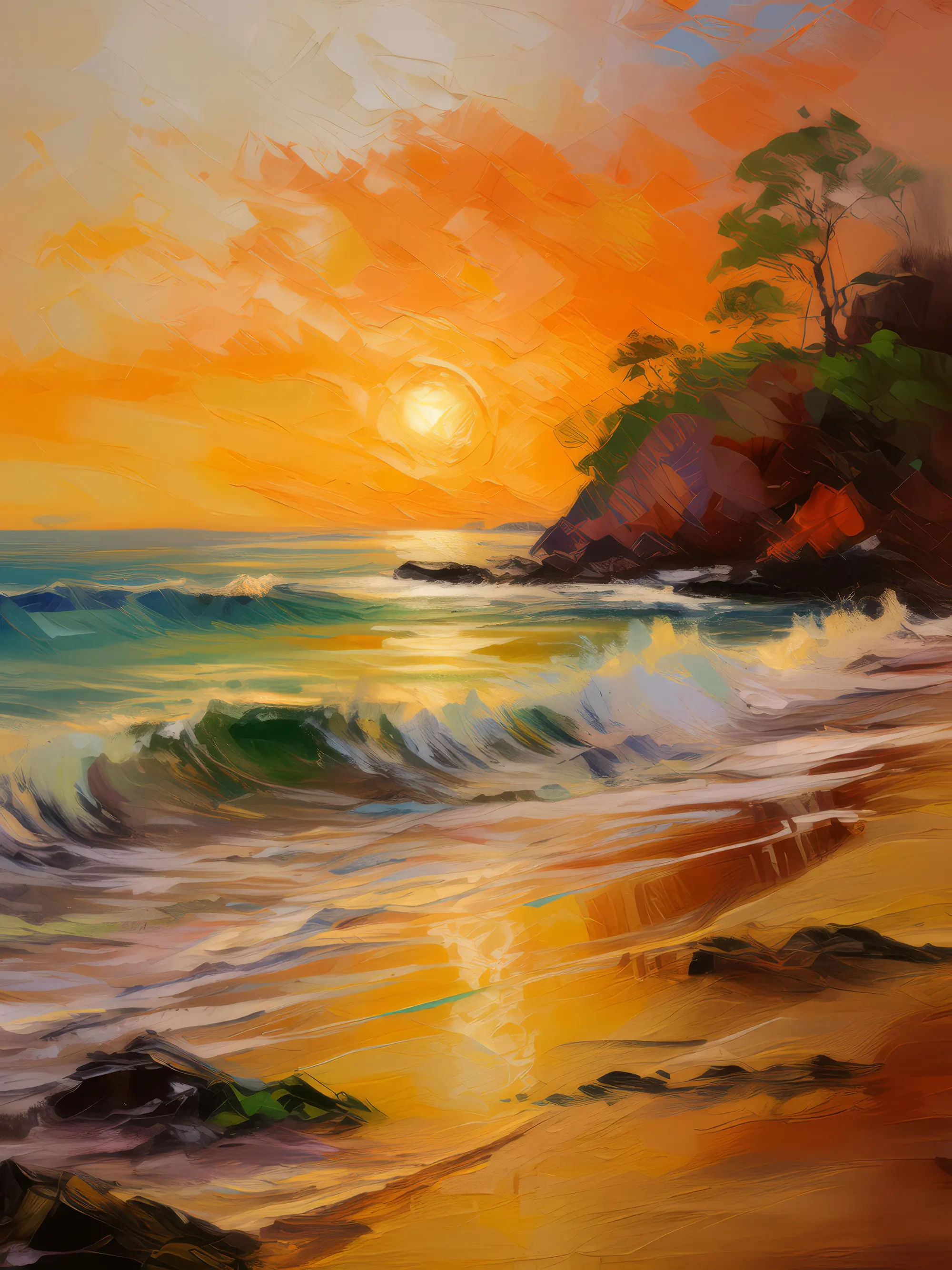 Painting: Golden Beach Sunset