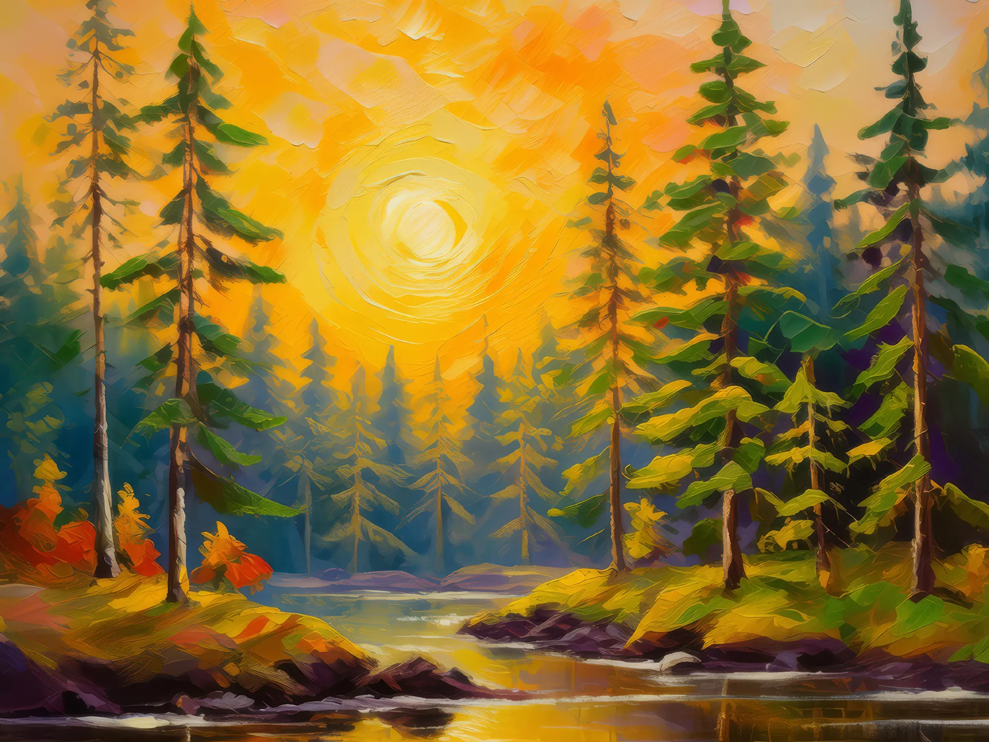 Painting: Golden Hour Boreal Forest