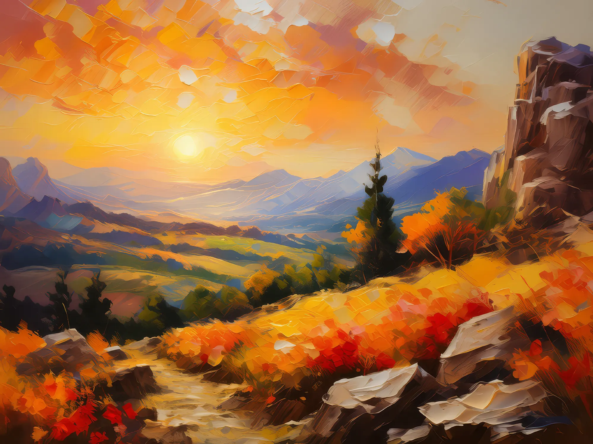 Painting: Golden Hour Crag