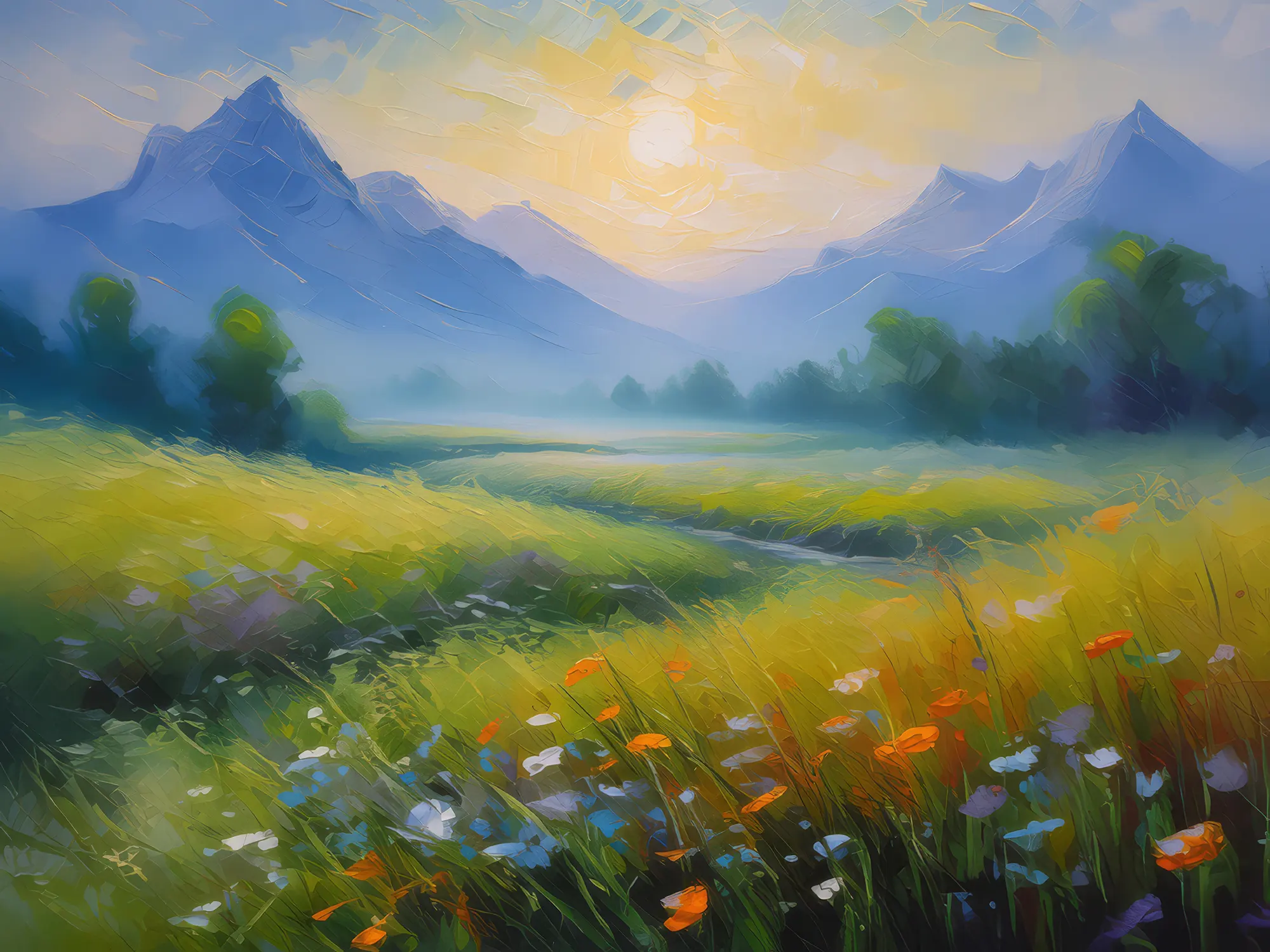 Painting: Grassland Shrouded in Mist