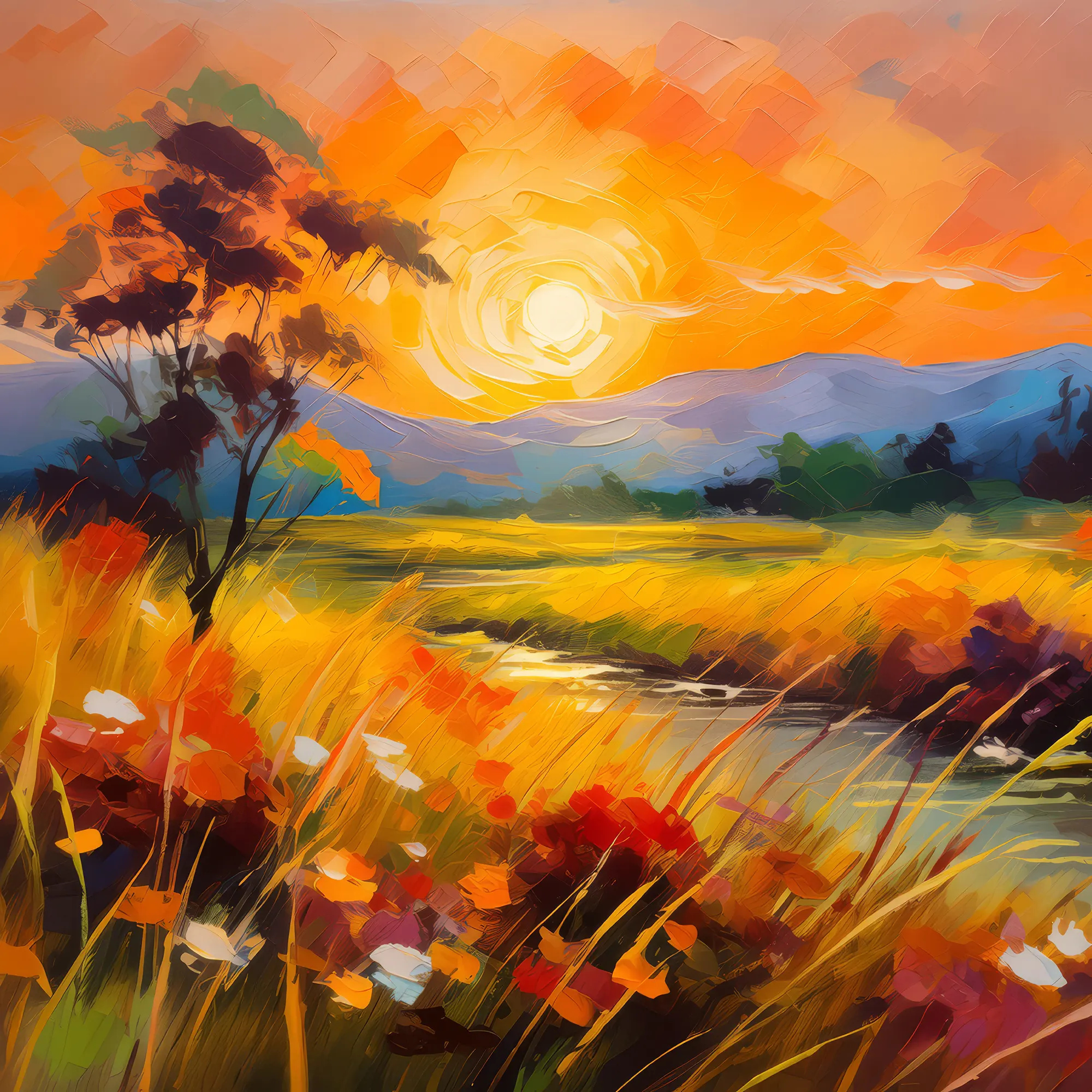 Painting: Grassland Sunset Painter