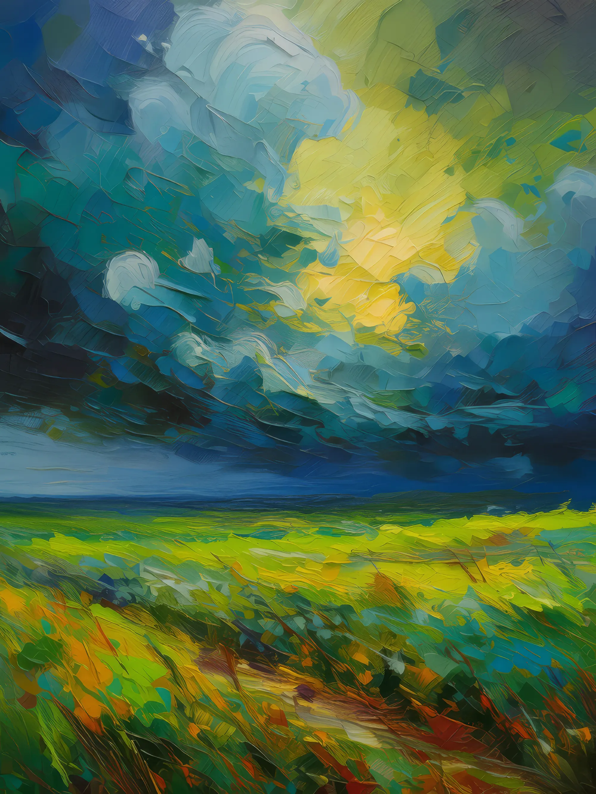 Painting: Grassland Under Thunderclouds